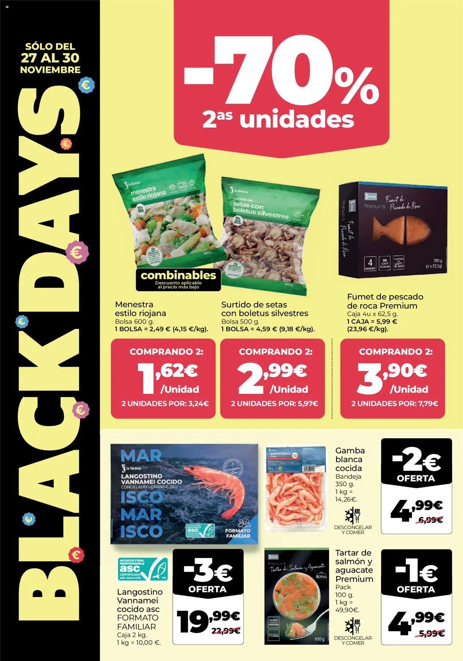 La Sirena Black Friday │ válido desde el 27.11.2025 | Página: 4 | Productos: Bolsa, Bandeja, Caja, Langostino