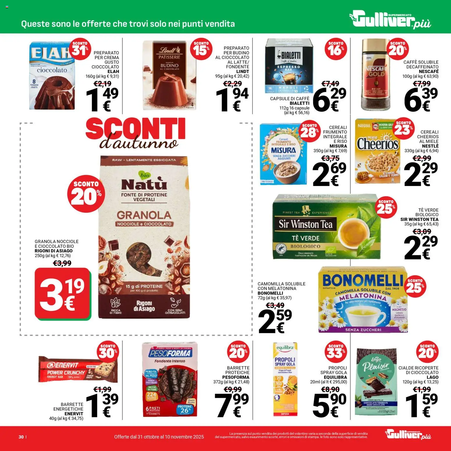Volantino Gulliver del 31.10.2025 | Pagina: 30 | Prodotti: Crema, Caffè, Riso, Cereali
