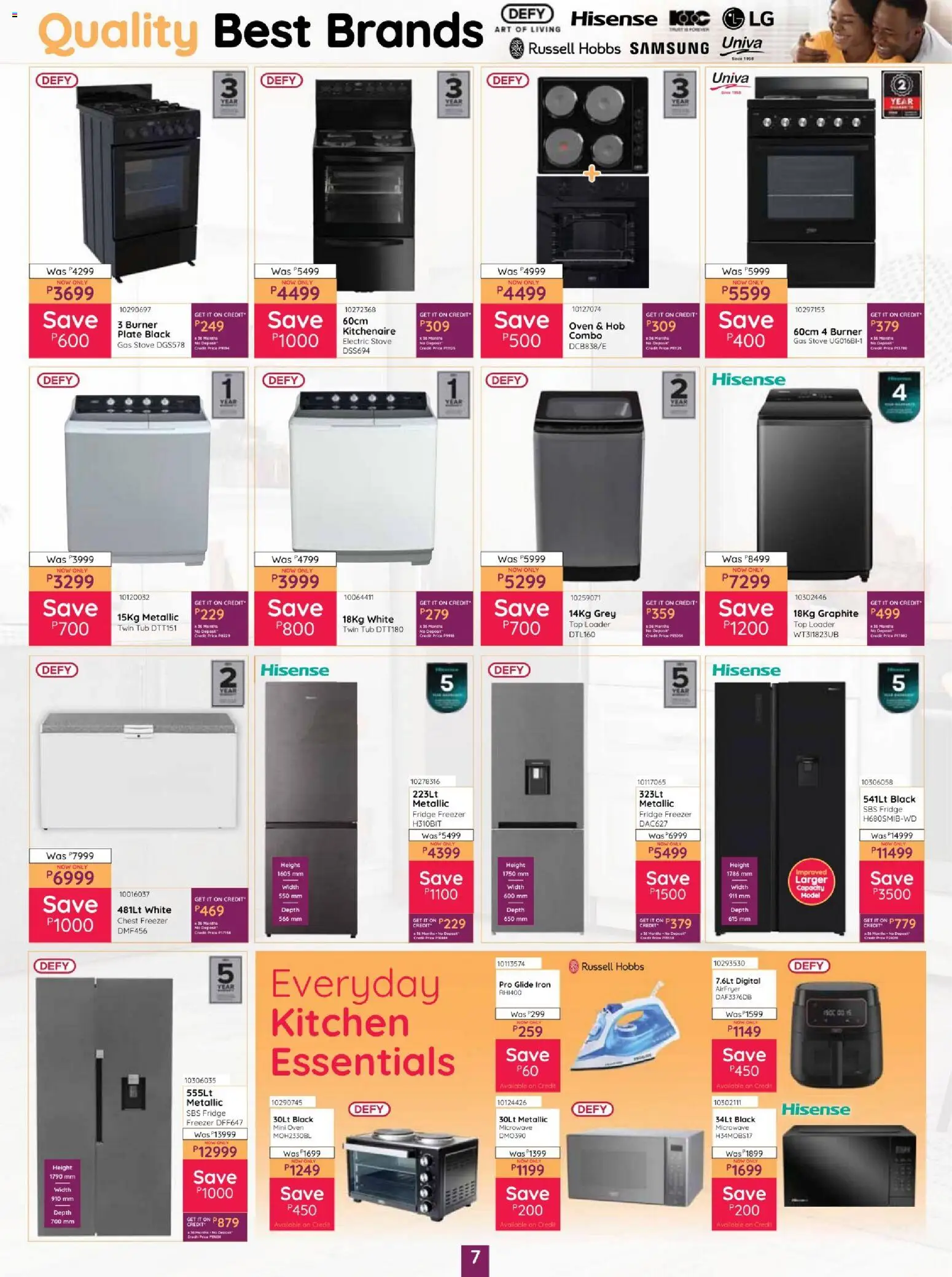 New Bradlows catalogue – valid from 15.01.2026 | Page: 7 | Products: Freezer, Hob, Freezer fridge, Microwave