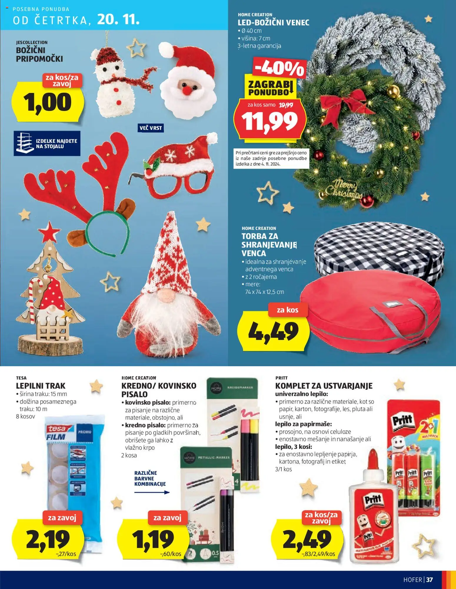 Novi Hofer katalog ponudbe – veljaven od 13.11.2025 | Stran: 37 | Izdelki: Torba, Kos, Lepilo