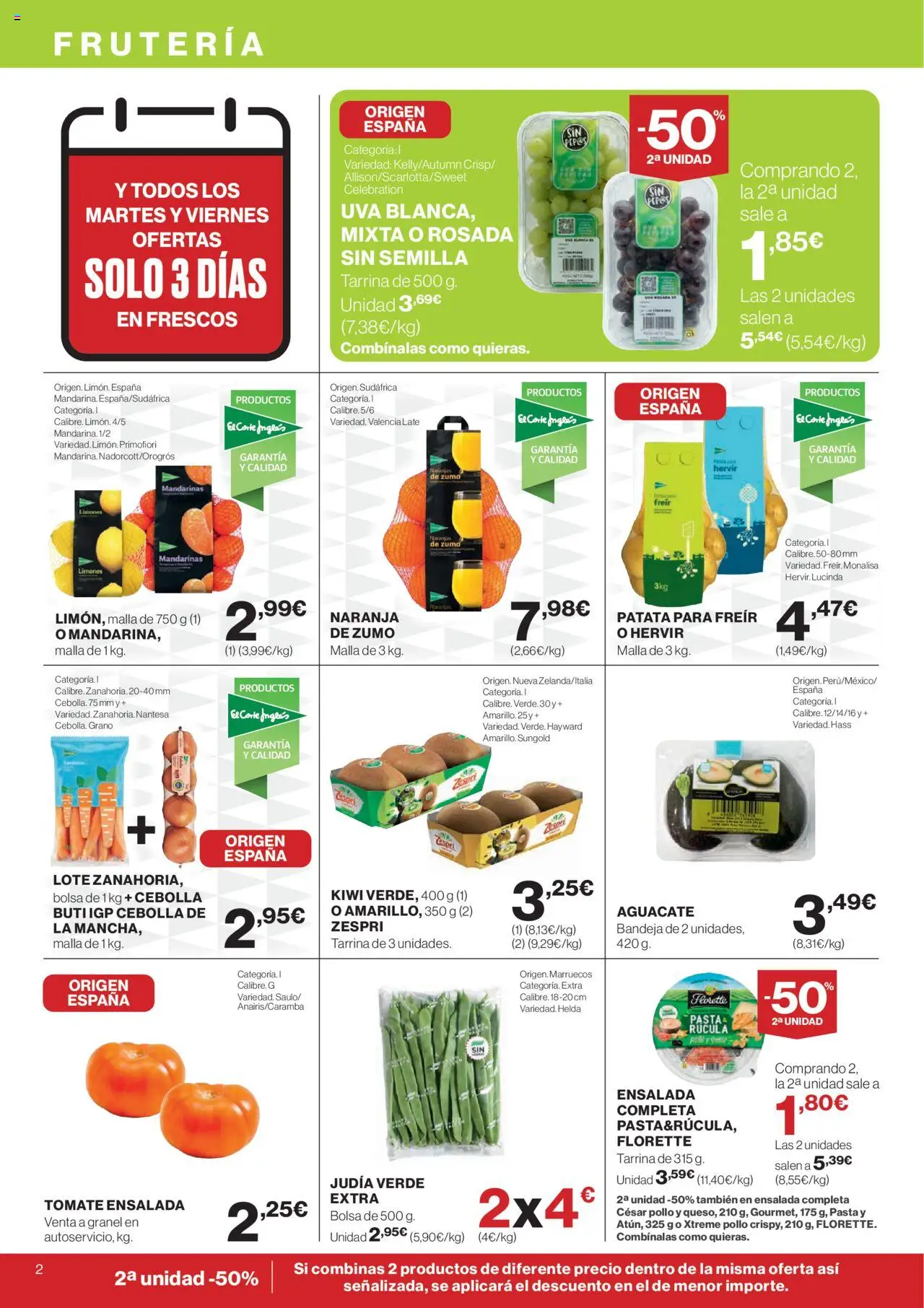 Hipercor catálogo │ válido desde el 09.10.2025 | Página: 2 | Productos: Kiwi, Ροζ πιπέρι, Παγωμένο τσάι, Bandeja