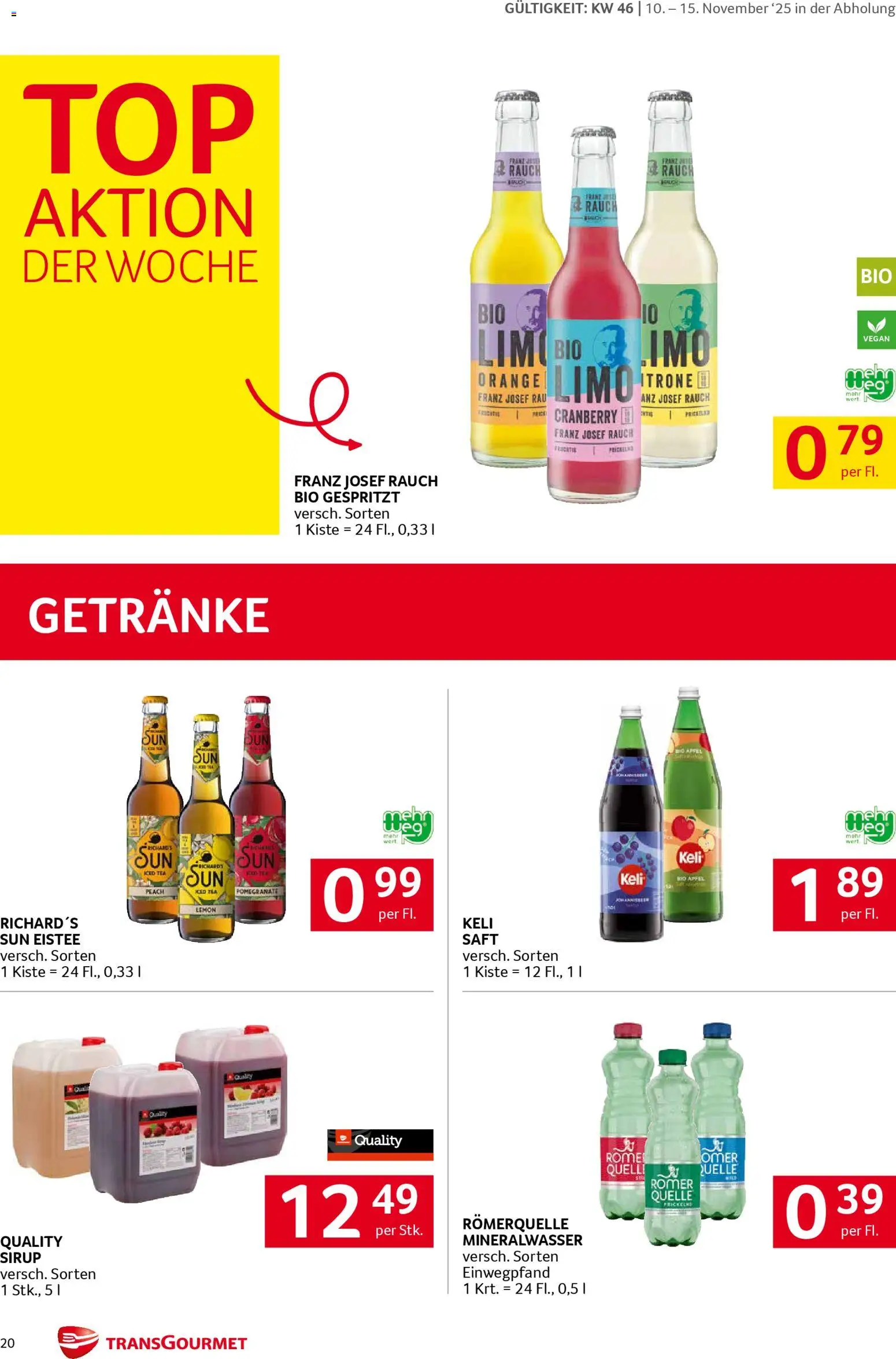 Transgourmet Flugblatt gültig ab 10.11.2025 | Seite: 19 | Produkte: Saft, Äpfel