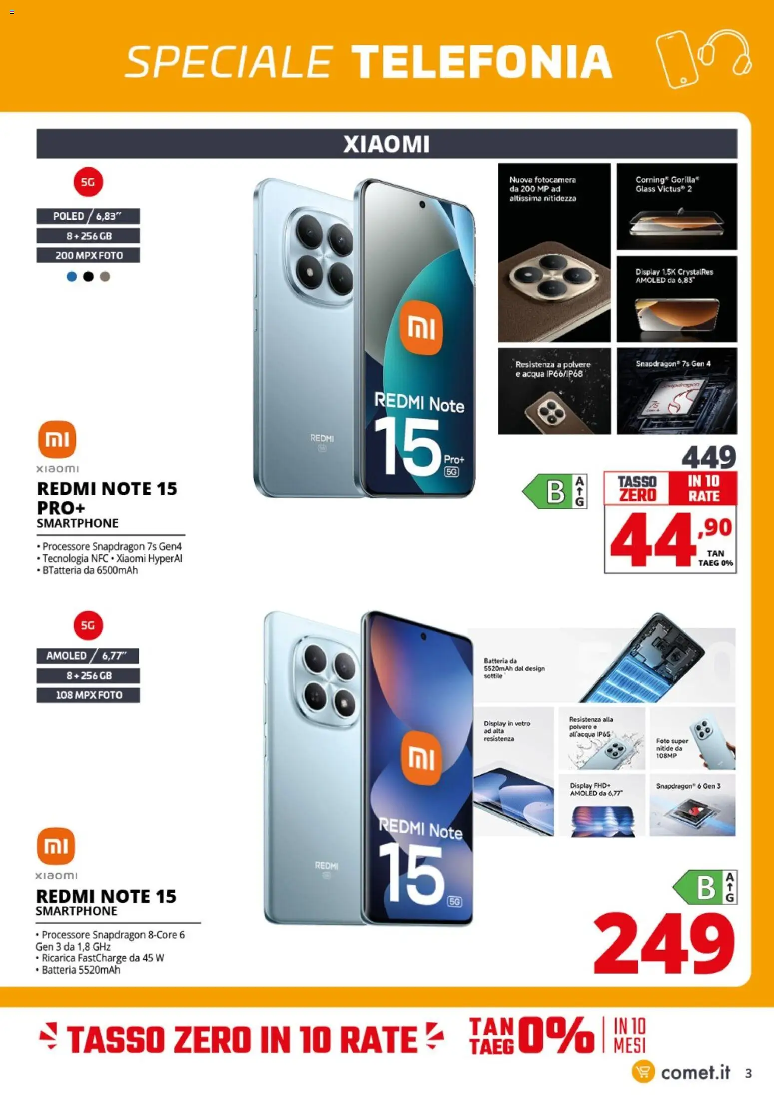 Volantino Comet del 24.04.2026 | Pagina: 3 | Prodotti: Xiaomi, Smartphone, Fotocamera, Batteria