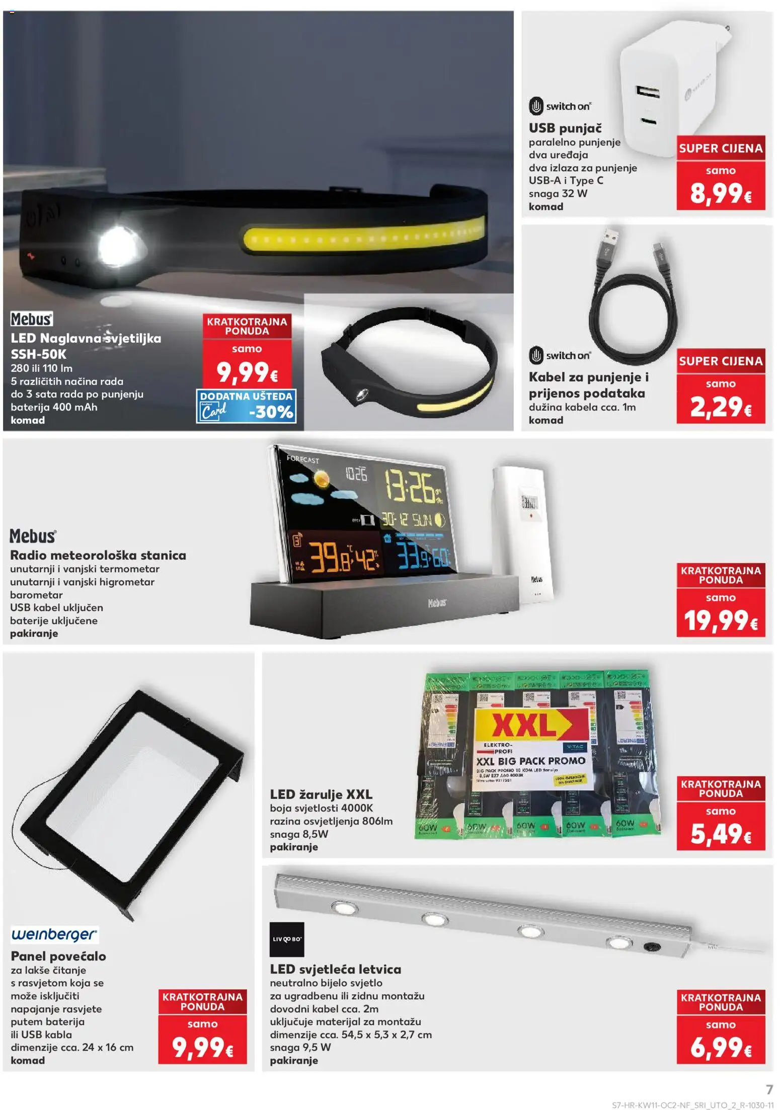 Kaufland katalog | vrijedi od 11.03.2026 | Stranica: 7 | Proizvodi: Termometar, Svjetiljka, Baterije, Kabel