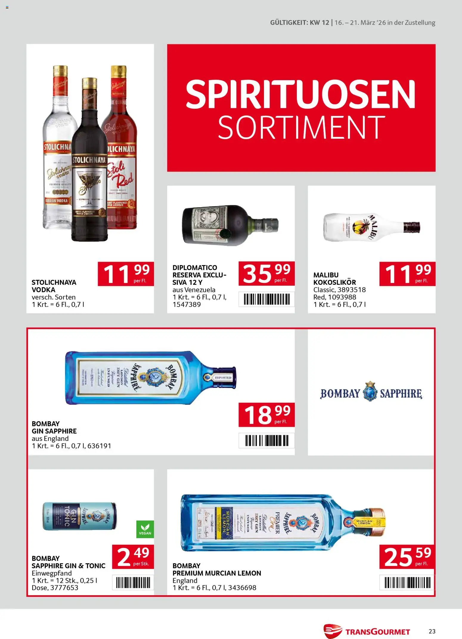Transgourmet Zustellaktion gültig ab 16.03.2026 | Seite: 23 | Produkte: Gin