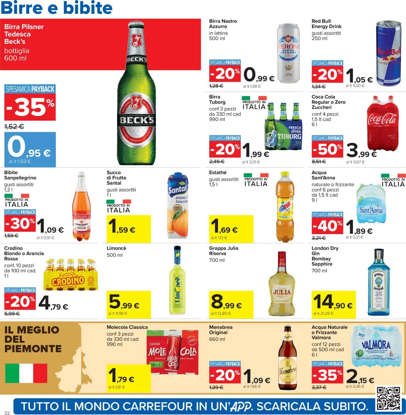 Volantino Carrefour del 24.03.2026 | Pagina: 32 | Prodotti: Acqua naturale, Acqua minerale, Bottiglia, Grappa