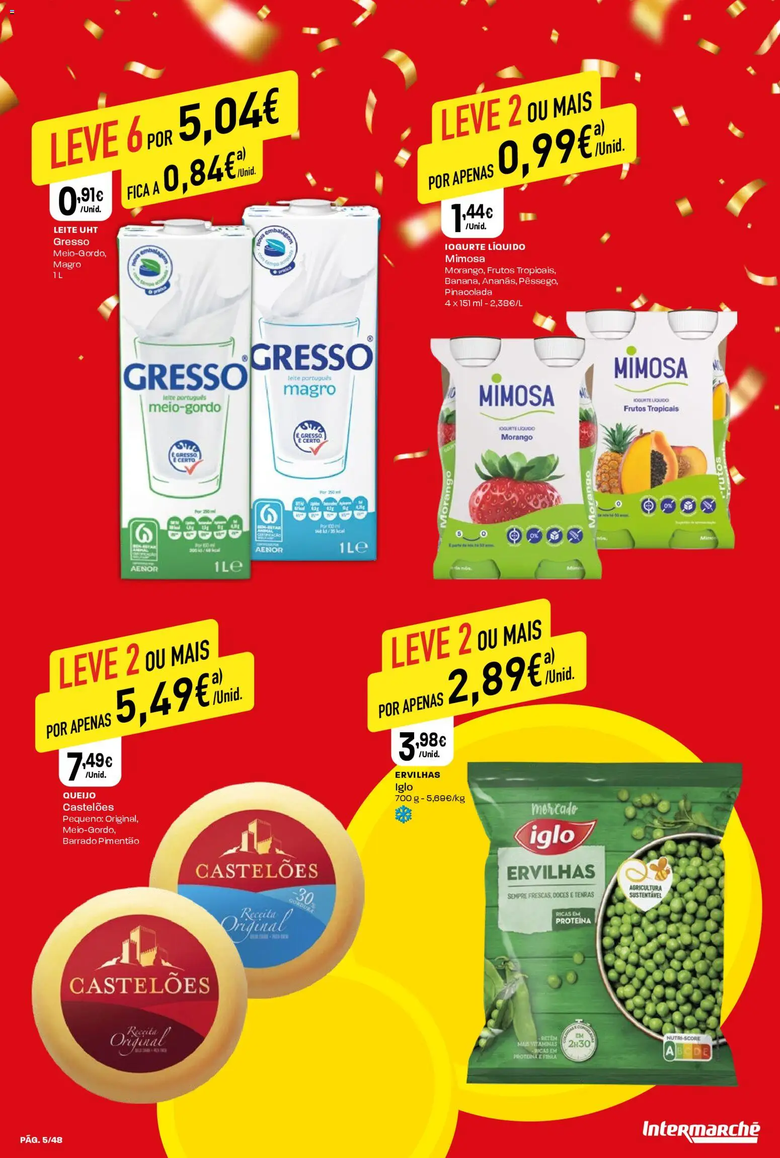 Intermarché folheto │ válido de 23.10.2025 | Página: 5 | Produtos: Pimentão, Leite, Doces, Proteina
