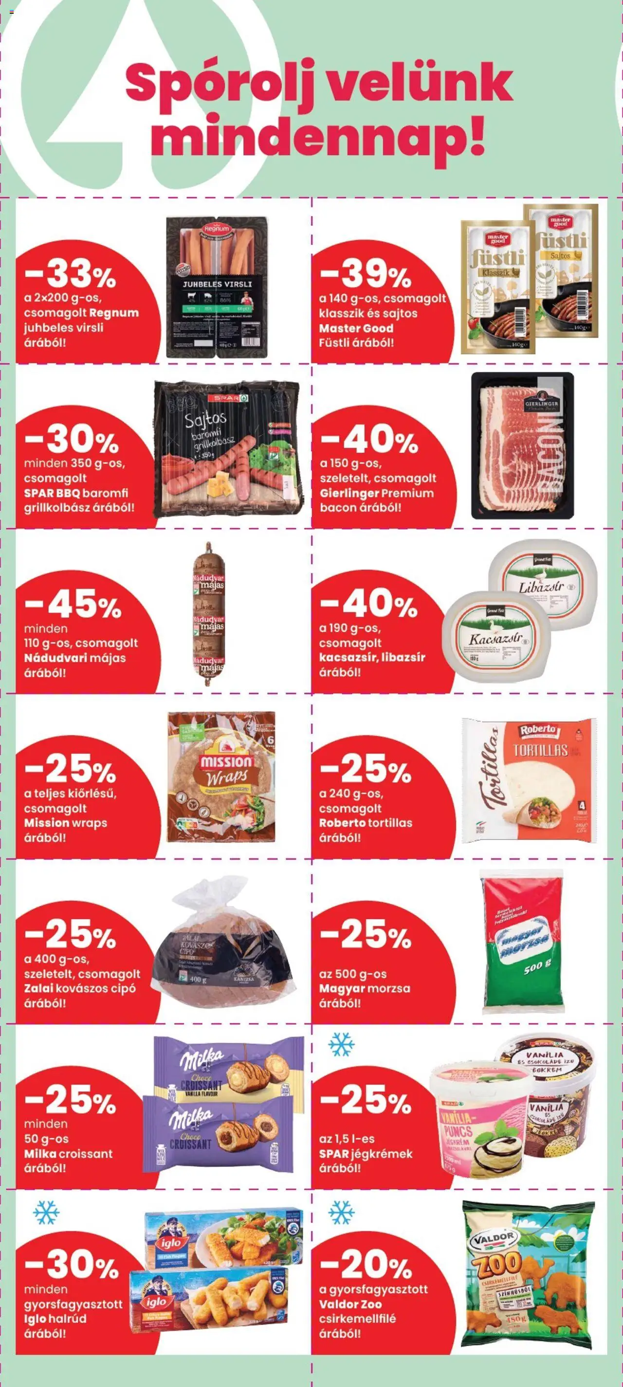Spar akciós ujság - amely érvényes a következő dátumtól: 07.08.2025 | Oldal: 2 | Termékek: Libazsír, Bacon, Csokoládé, Jégkrém