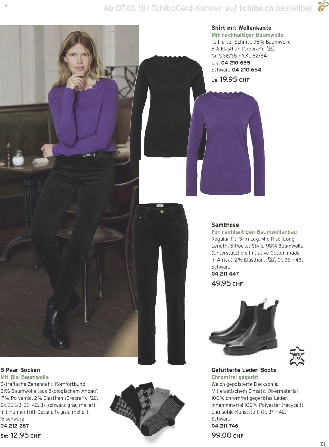 Tchibo Aktionen – gültig ab 10.10.2025 | Seite: 13 | Produkte: Socken, Shirt