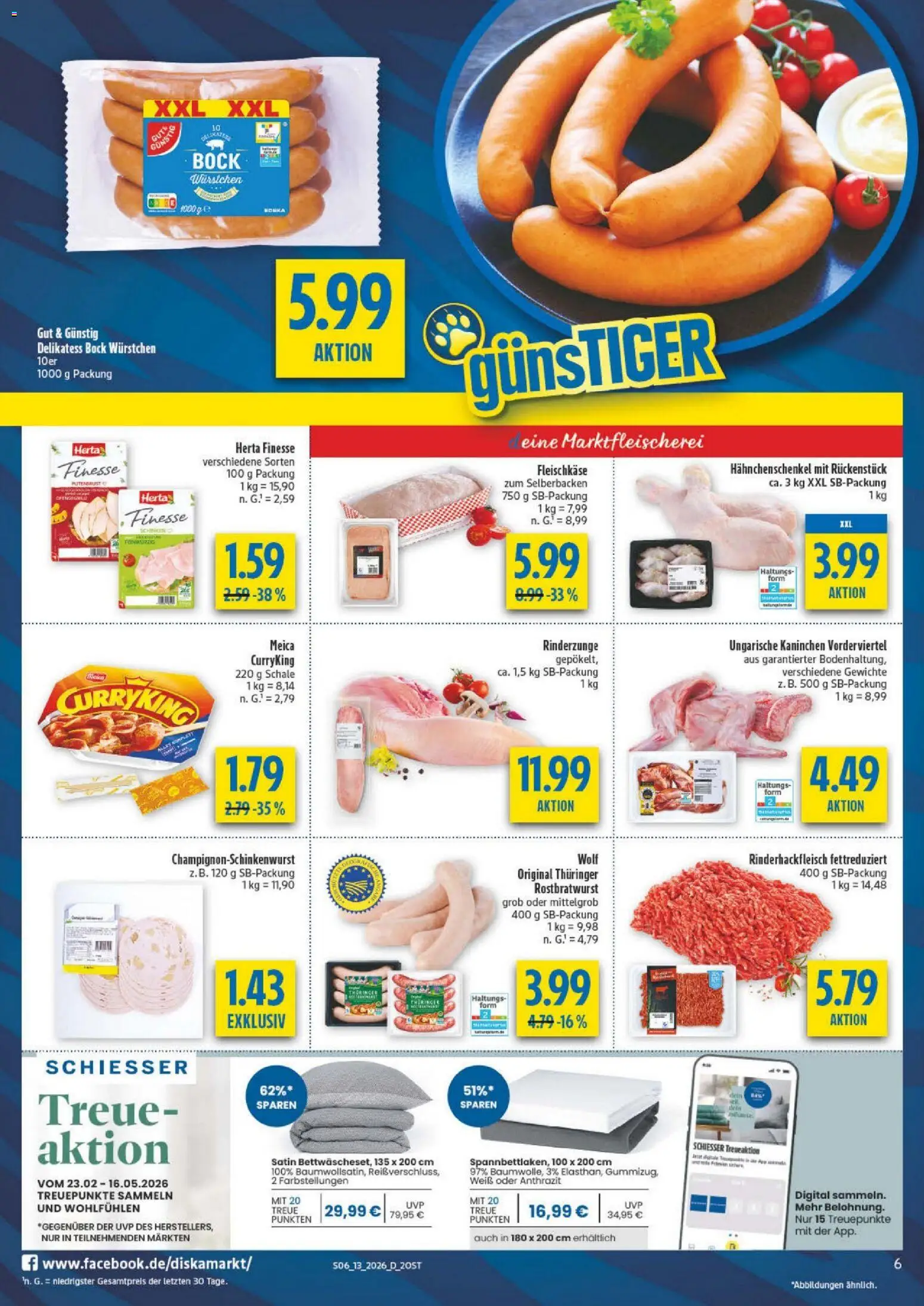 Diska Prospekt 	 – gültig ab 23.03.2026 | Seite: 6 | Produkte: Hahnchenschenkel, Kaninchen, Meica, Herta finesse