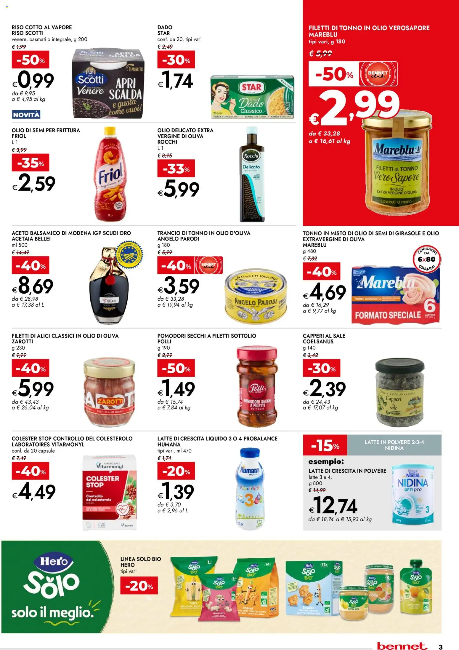 Volantino bennet del 12.03.2026 | Pagina: 3 | Prodotti: Riso, Latte, Tonno, Aceto