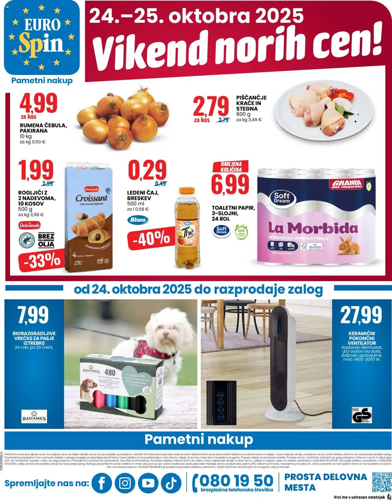 Novi Eurospin katalog ponudbe – veljaven od 23.10.2025 | Stran: 16 | Izdelki: Ventilator, Kos, Ledeni čaj, Breskev