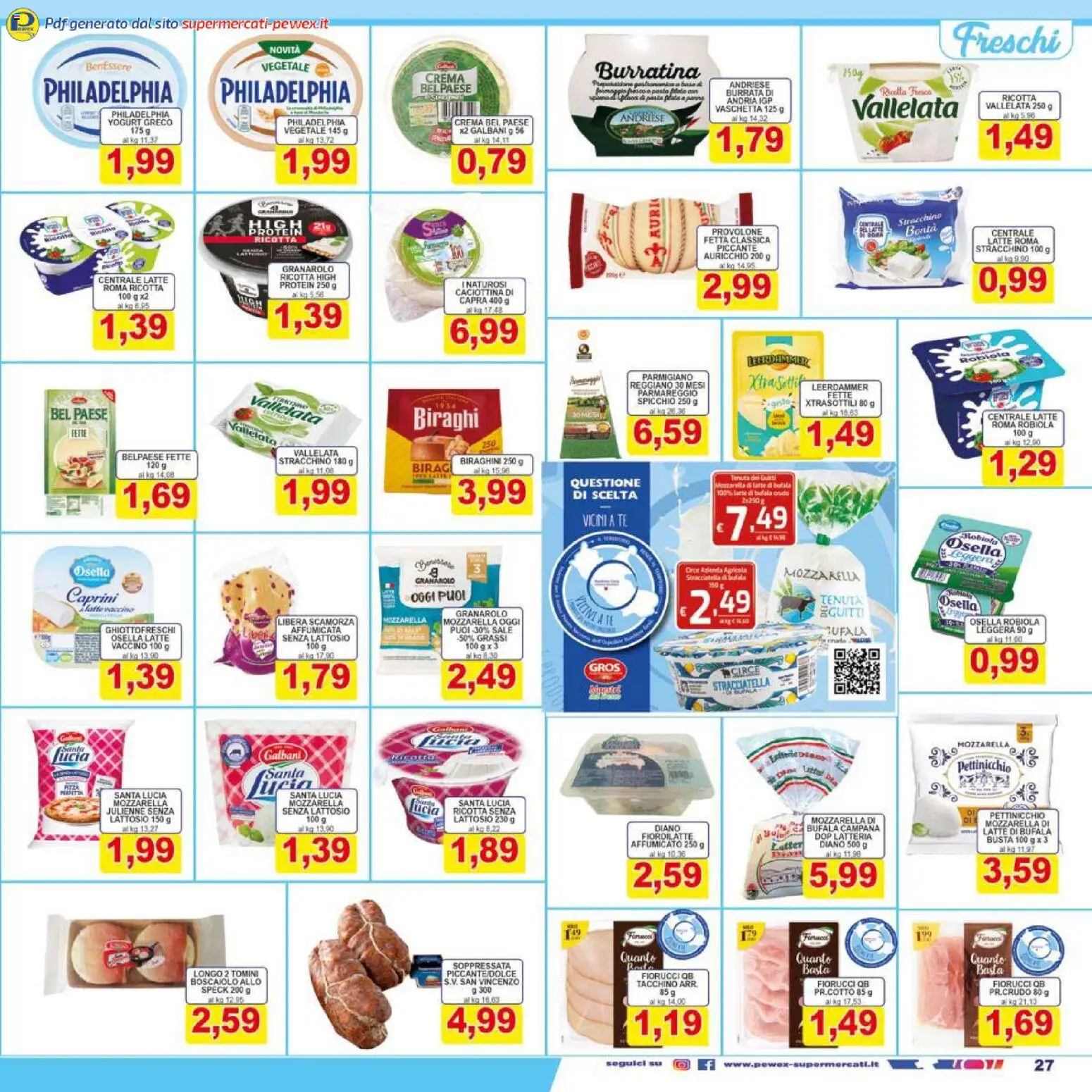 Volantino Pewex del 06.12.2025 | Pagina: 27 | Prodotti: Speck, Mozzarella, Latte, Robiola