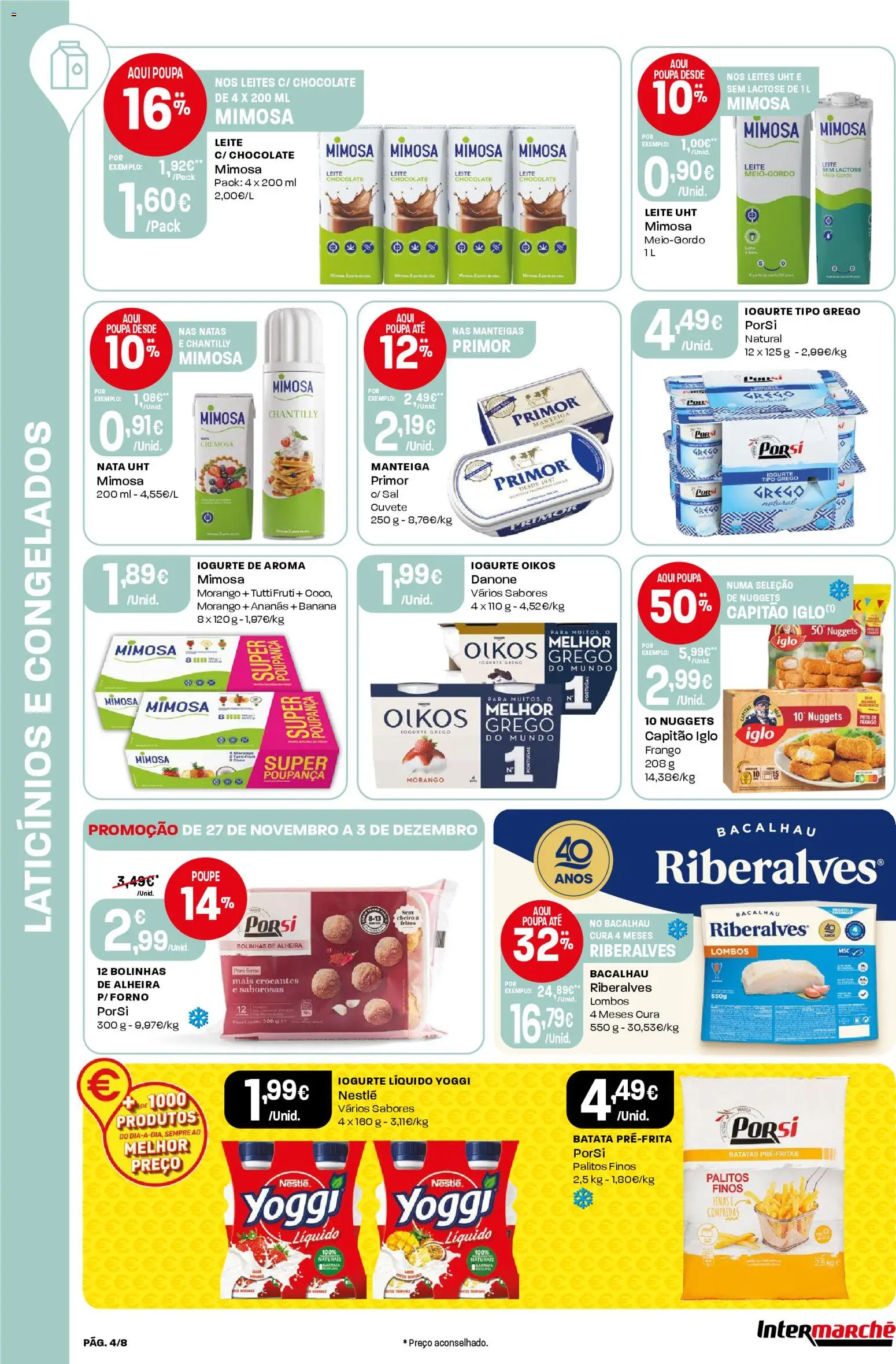 Intermarché Folheto Mini │ válido de 27.11.2025 | Página: 4 | Produtos: Capitão iglo, Manteiga, Iogurte liquido, Nuggets