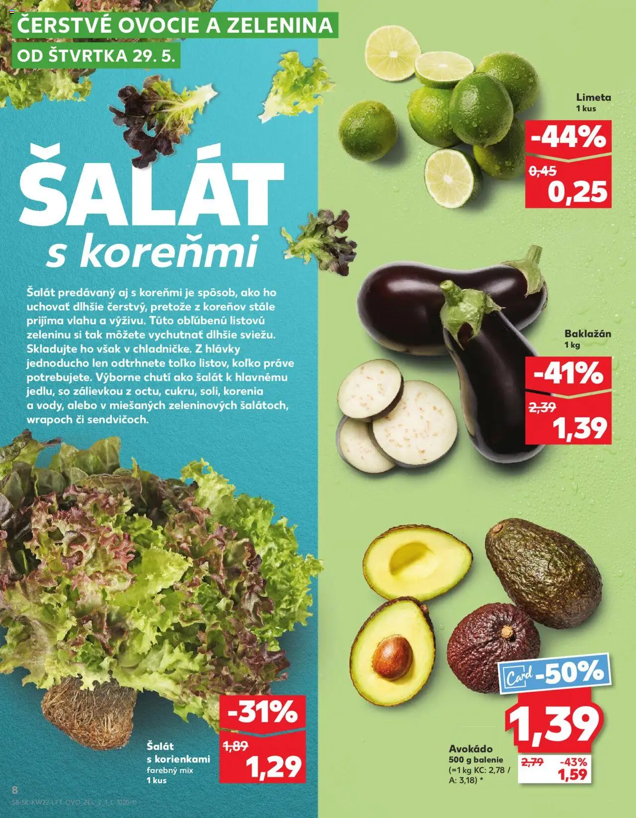 Nové Kaufland akcie – leták je platný od 29.05.2025 | Strana: 8 | Produkty: Šalát, Avokádo, Ovocie