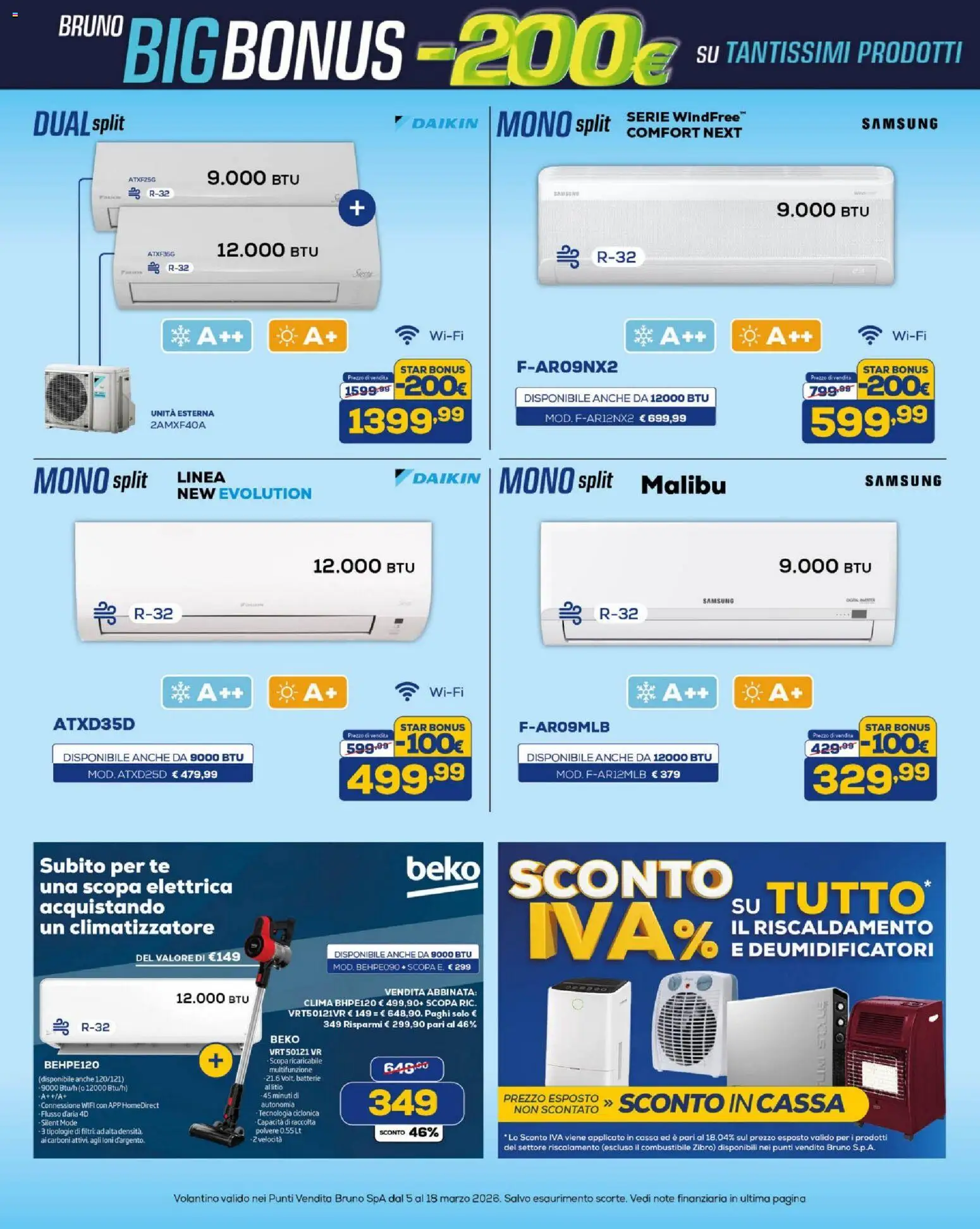 Volantino BRUNO del 05.03.2026 | Pagina: 34 | Prodotti: Scopa elettrica, Scopa, Batterie, Samsung