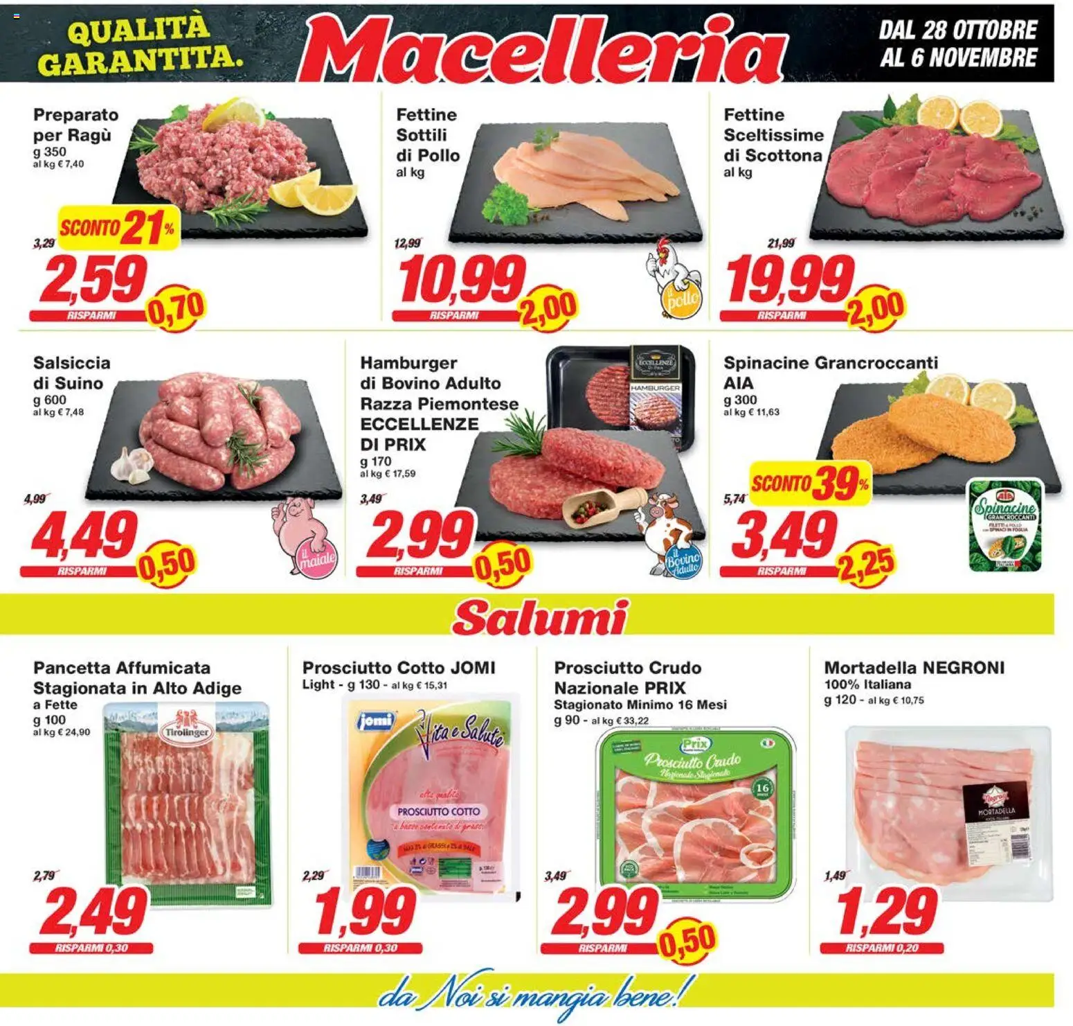 Volantino Prix del 28.10.2025 | Pagina: 5 | Prodotti: Prosciutto Cotto, Pancetta, Suino, Prosciutto