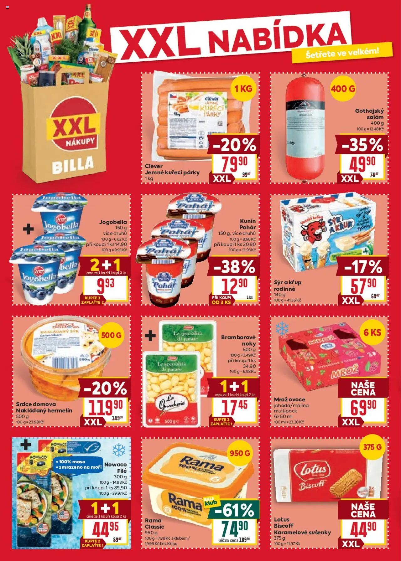 Billa Velký leták od 10.09.2025 | Strana: 10 | Produkty: Karamelové sušenky, Párky, Noky, Lotus