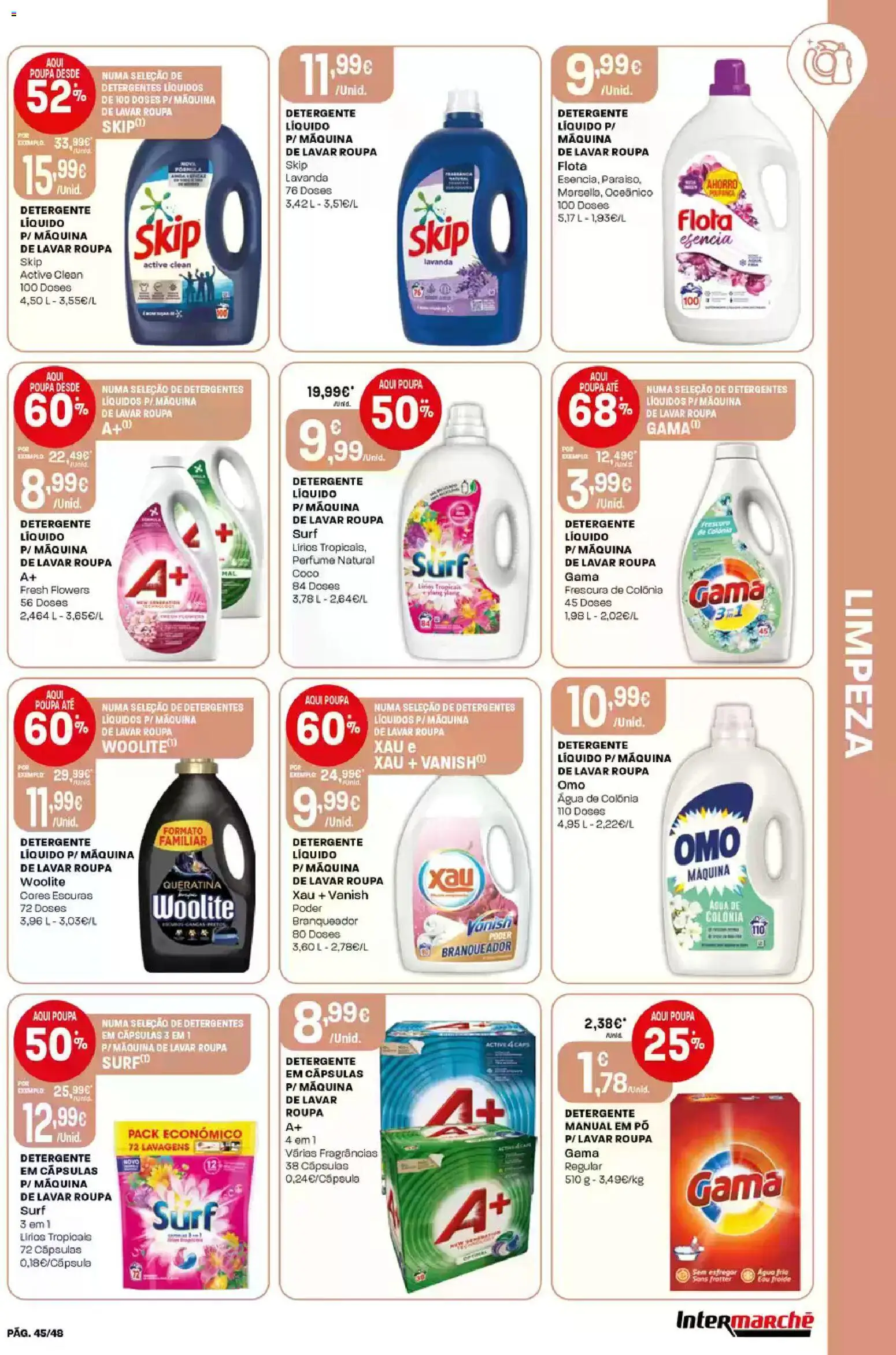 Intermarché folheto │ válido de 19.02.2026 | Página: 45 | Produtos: Máquina de lavar, Perfume, Pó, Detergente