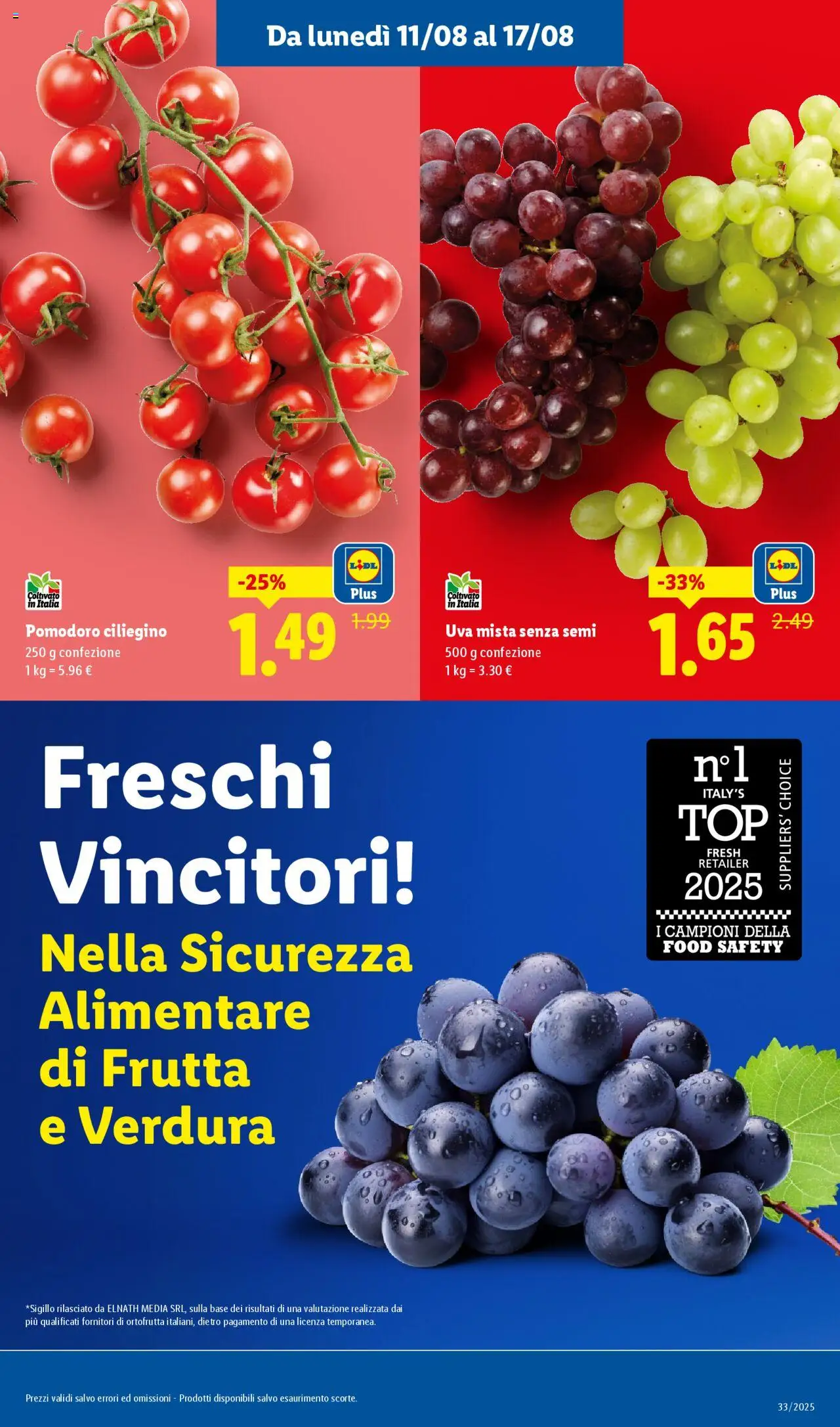 Volantino Lidl del 11.08.2025 | Pagina: 9 | Prodotti: Frutta, Pomodoro, Uva