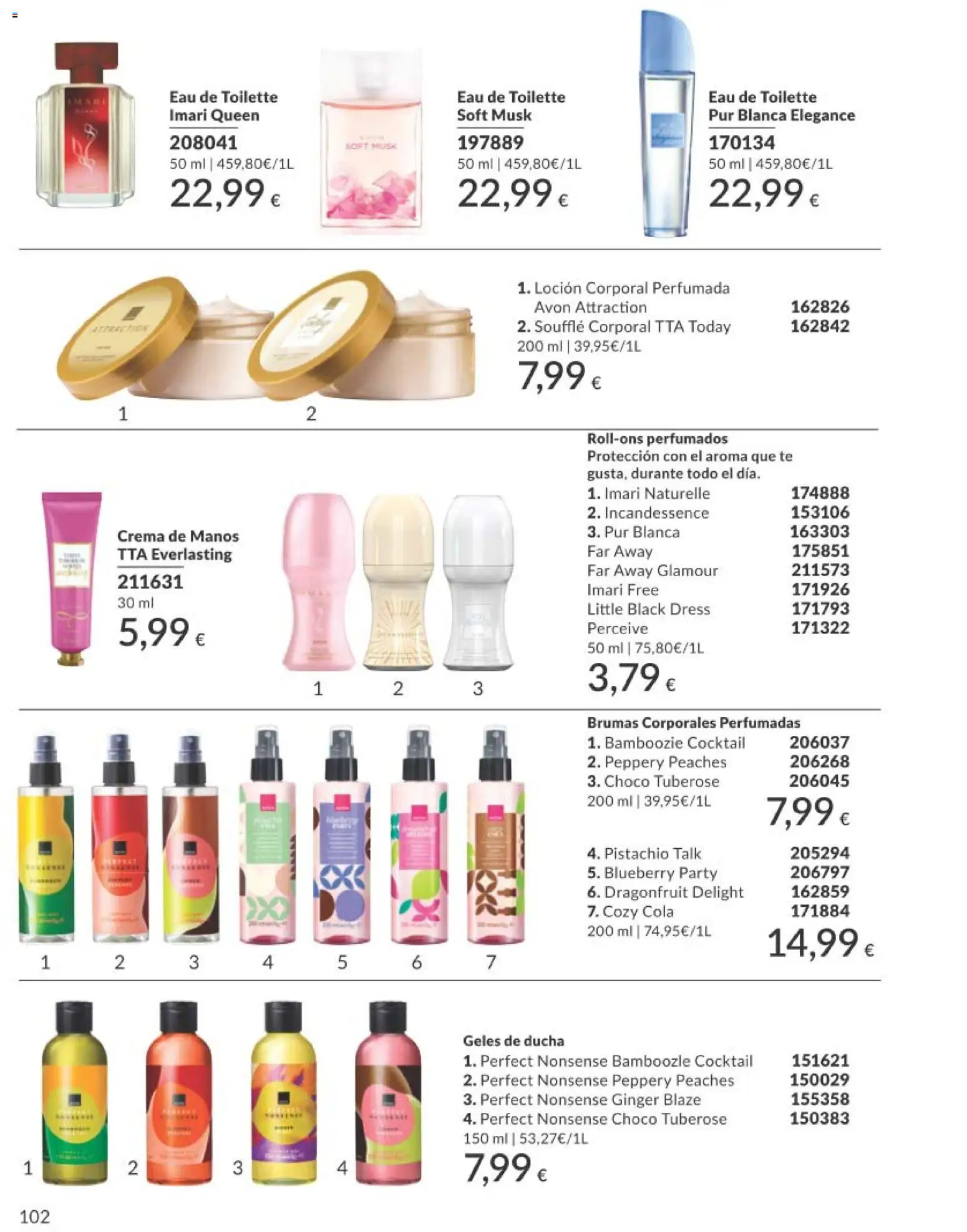 Catálogo AVON campaña 1 │ válido desde el 01.01.2026 | Página: 102 | Productos: Crema de manos, Crema, Té, Body