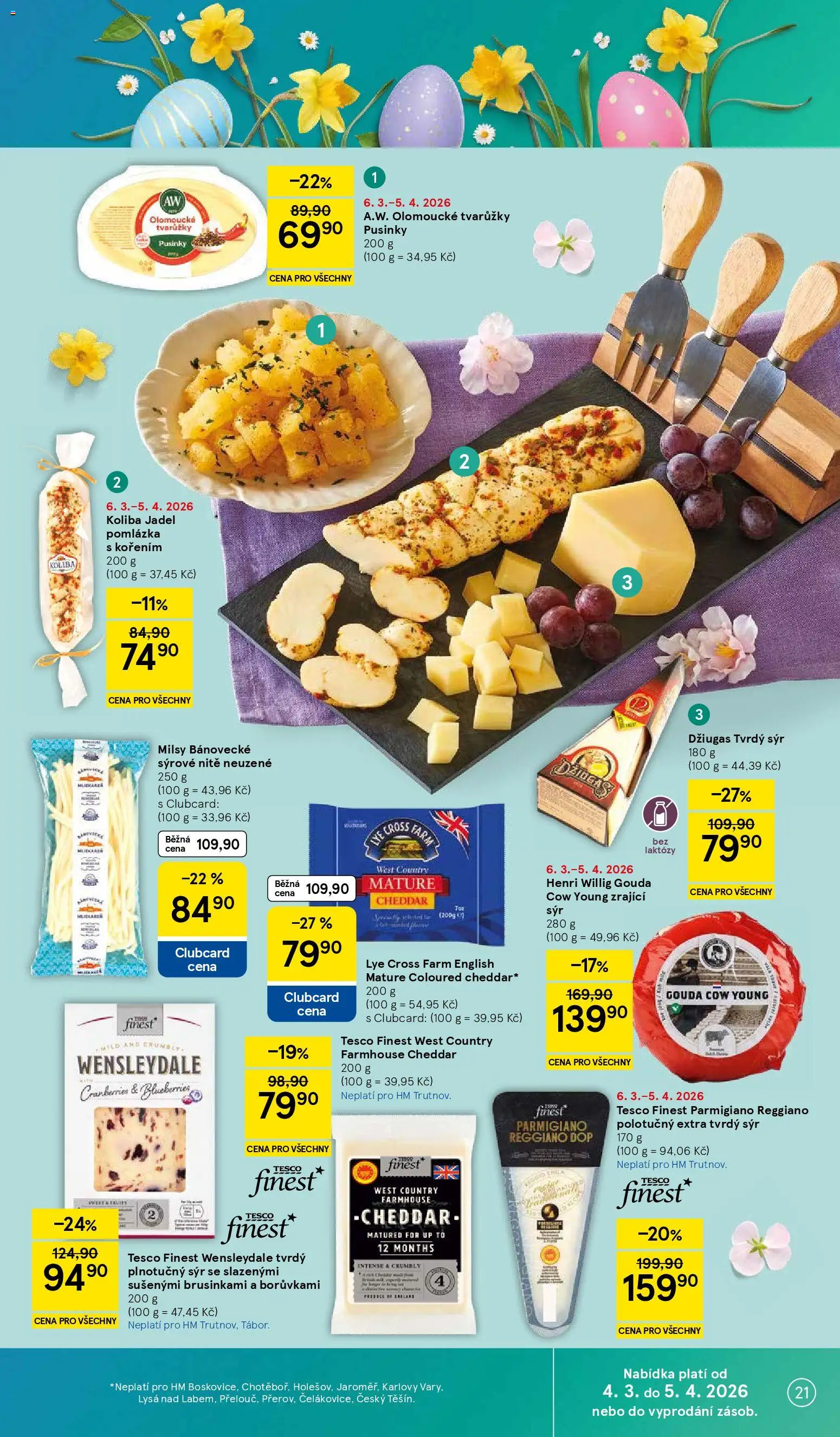 Tesco leták - Hypermarket od 25.03.2026 | Strana: 21 | Produkty: Gouda, Sýr, Tvarůžky, Tvrdý sýr