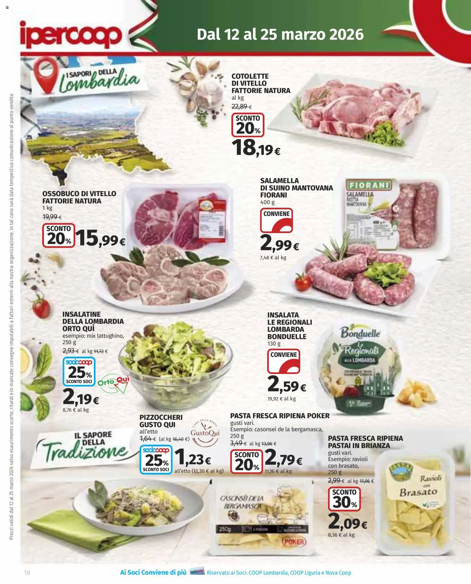 Volantino Ipercoop del 12.03.2026 | Pagina: 18 | Prodotti: Suino, Pasta, Data, Vitello