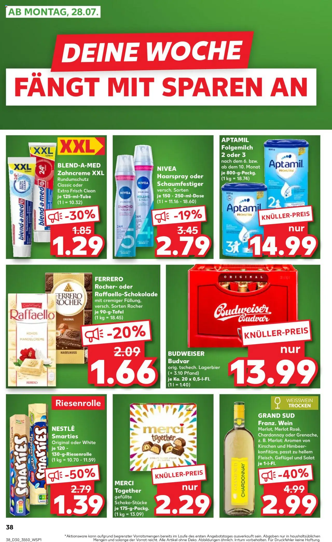 Kaufland Prospekt 	 - gültig ab dem 24.07.2025 | Seite: 38 | Produkte: Merci, Merlot, Wein, Salat