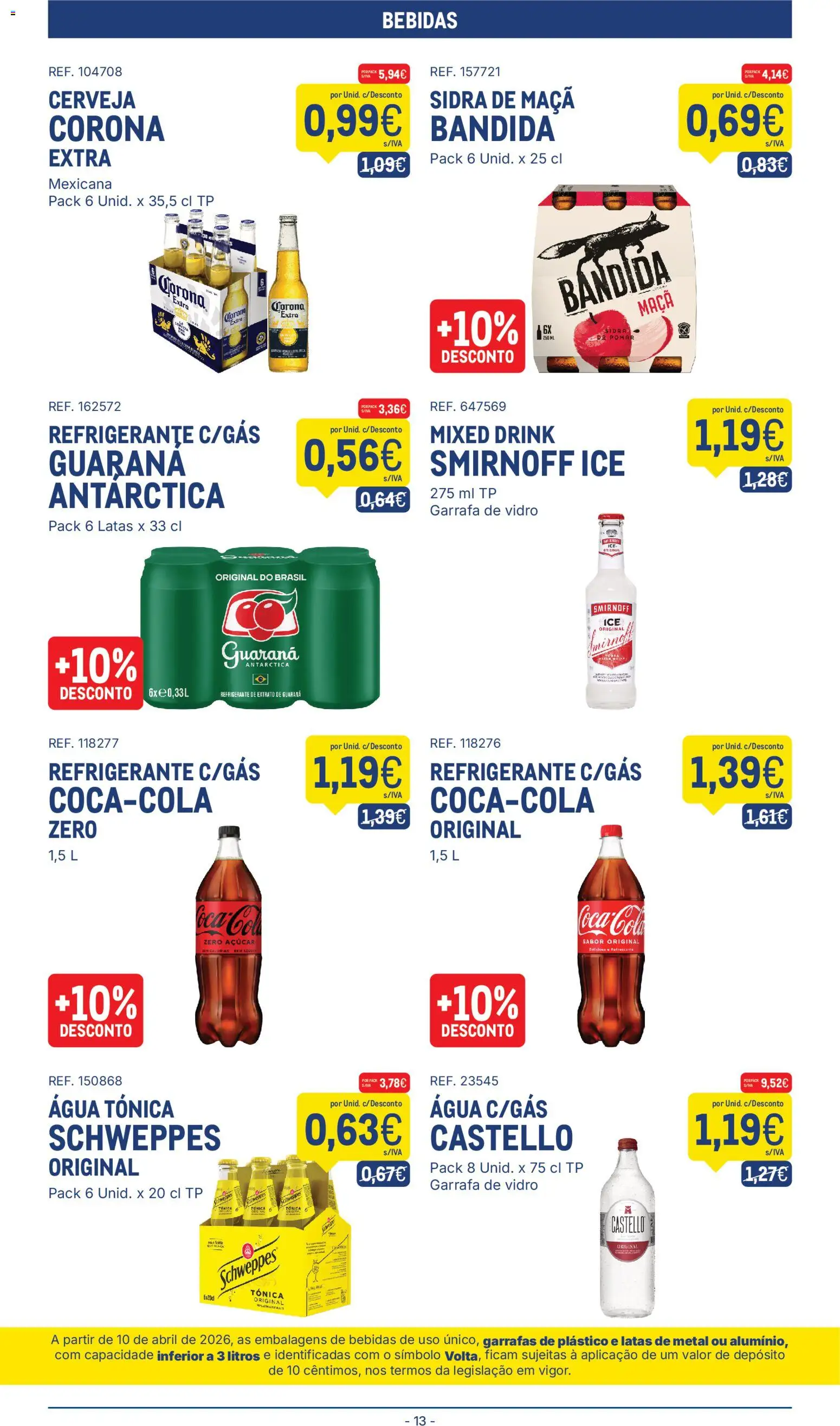 Makro folheto │ válido de 21.04.2026 | Página: 13 | Produtos: Agua, Refrigerante, Maça, Cerveja