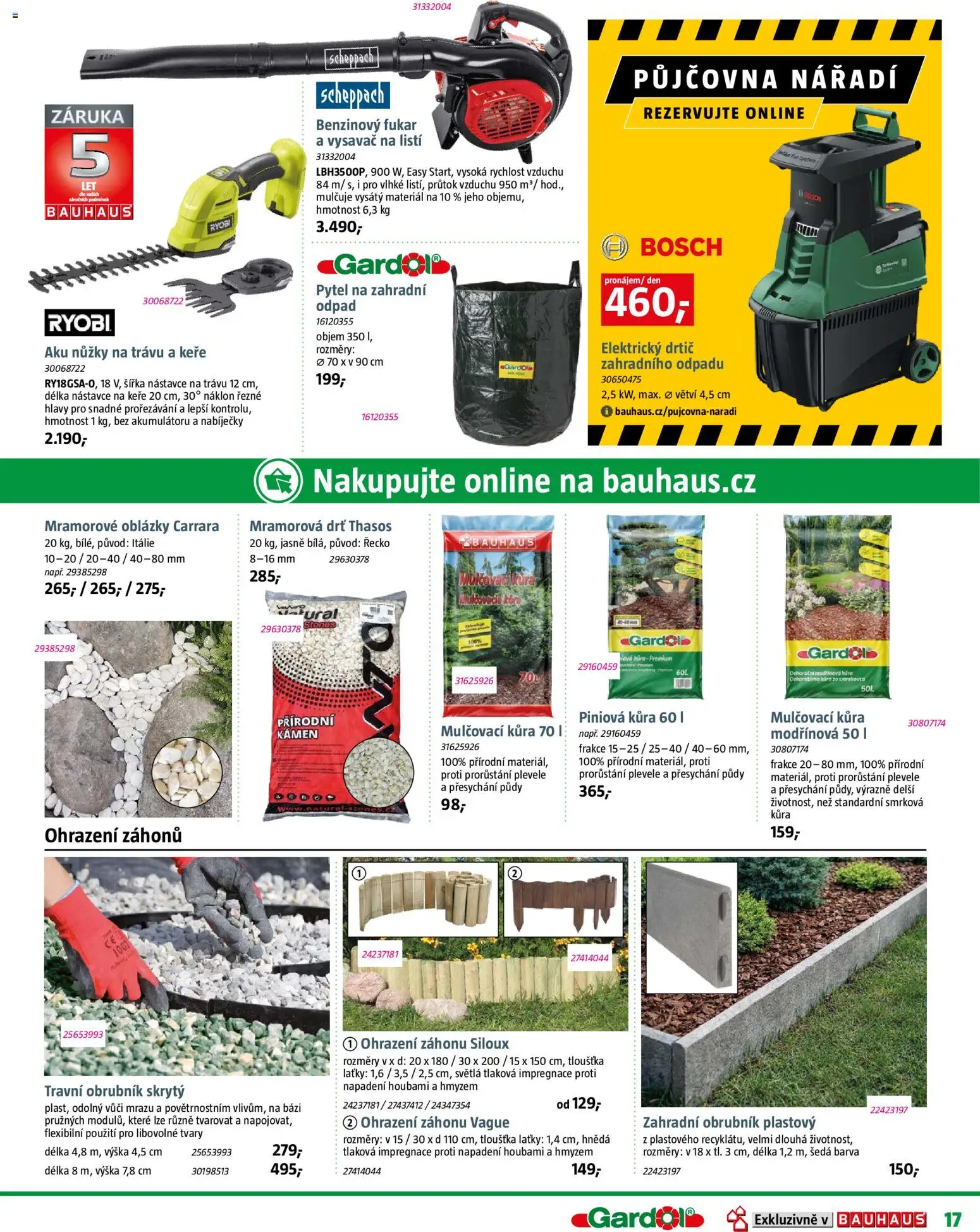 Bauhaus katalog Zahradní centrum od 06.03.2026 | Strana: 17 | Produkty: Nůžky, Nůžky na trávu, Nářadí, Aku nůžky