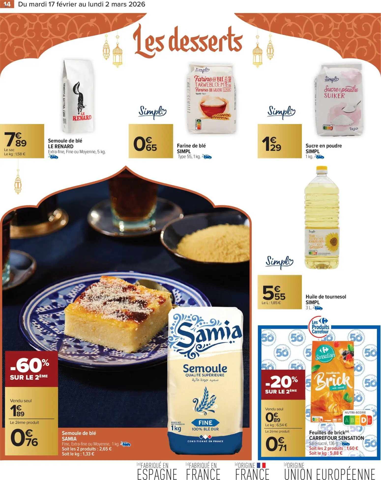 {H1} | Page: 14 | Produits: Farine de ble, Sac, Farine, Huile