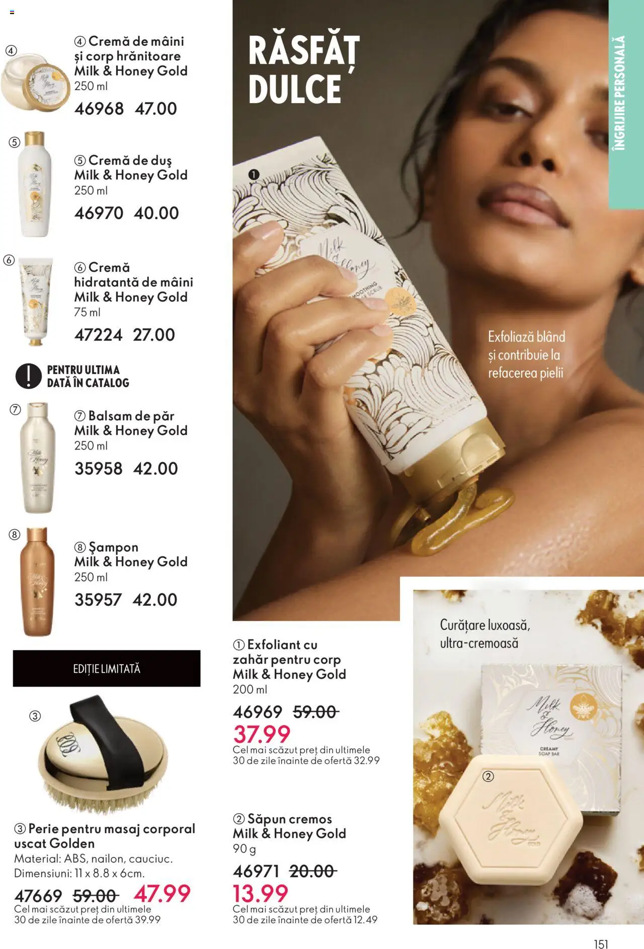 Noul catalog Oriflame – valabil de la 12.11.2025 | Pagină: 151 | Produse: Exfoliant, Scrub, Balsam de păr, Cremă de mâini