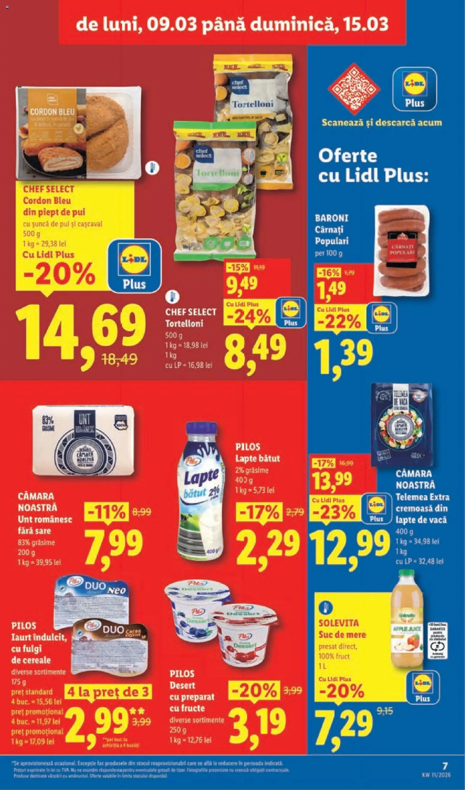 Noul catalog Lidl – valabil de la 09.03.2026 | Pagină: 7 | Produse: Cordon bleu, Iaurt, Apple, Sare