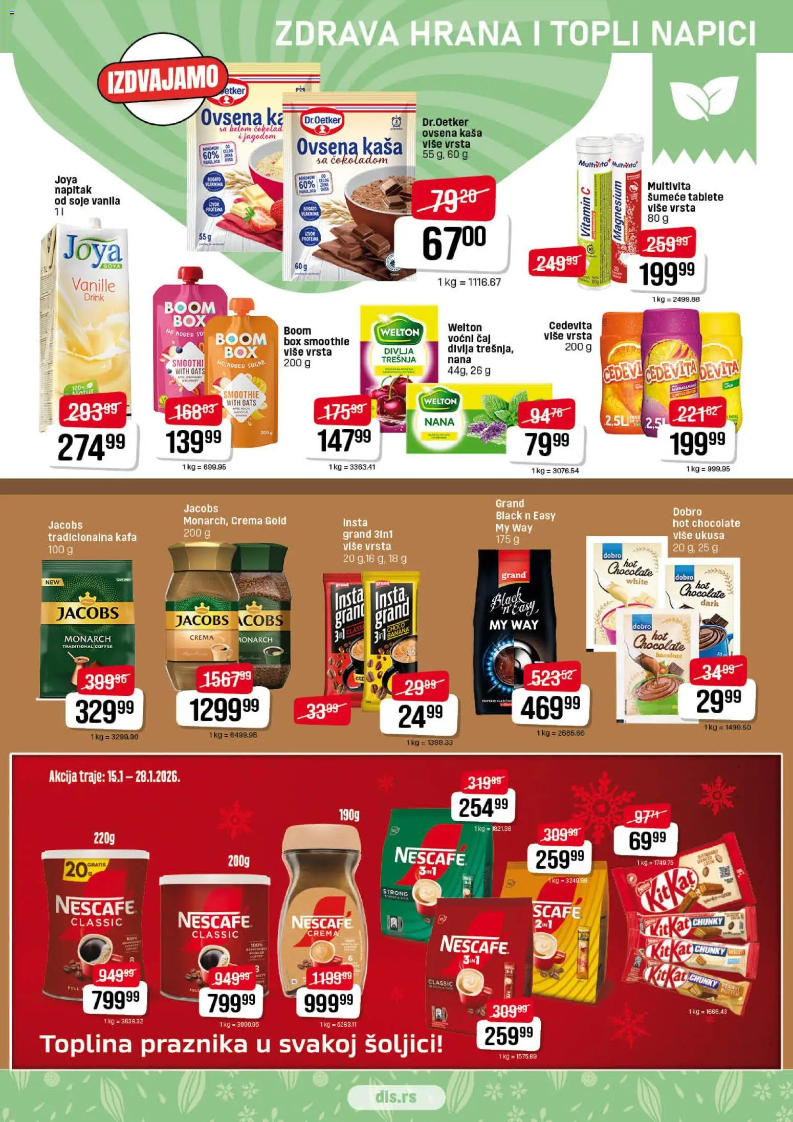 DIS katalog - važi od 15.01.2026 | Strana: 9 | Proizvode: Banana, Ovsena kaša, Nescafé, Čaj