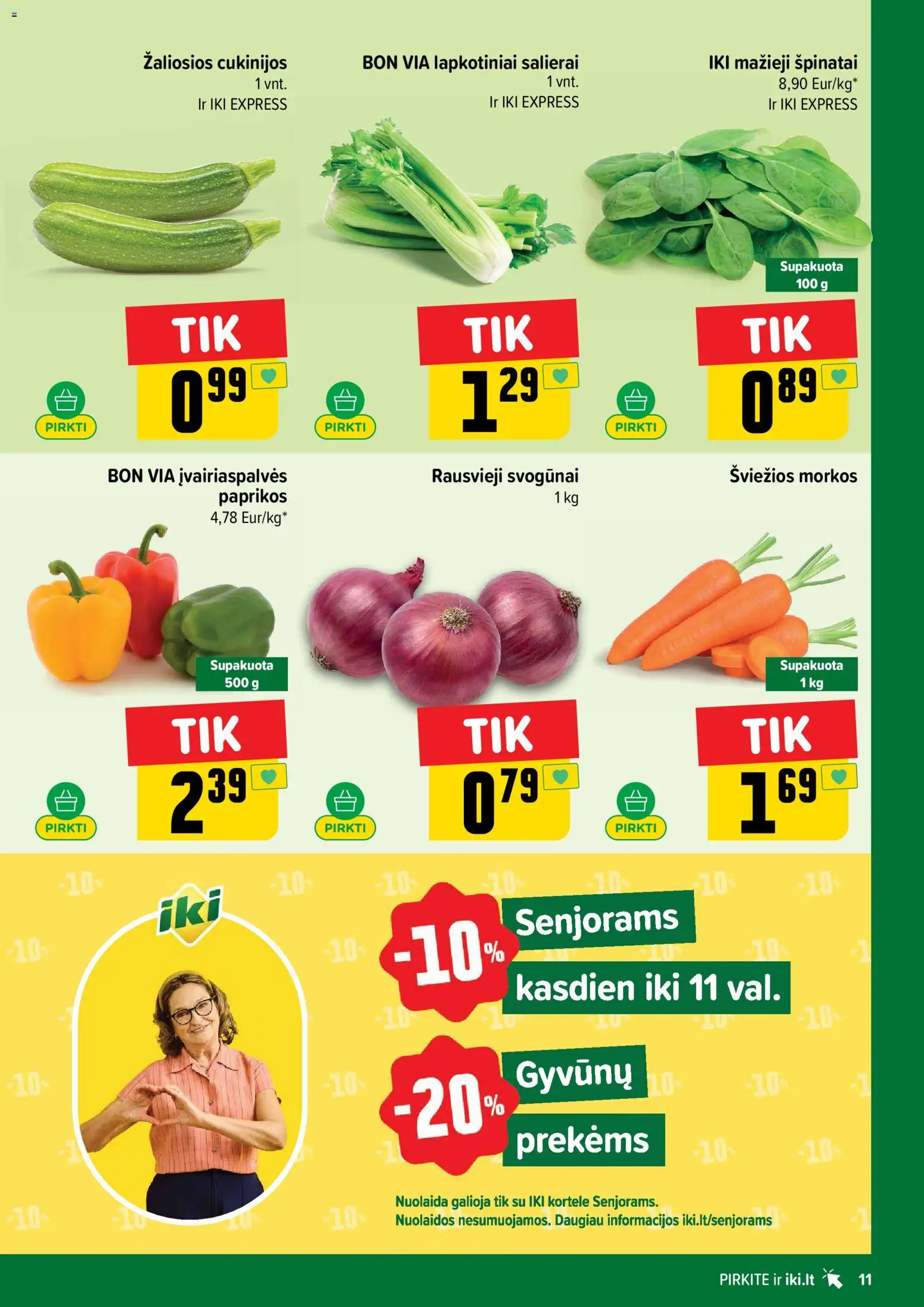 IKI akcijos nuo 06.04.2026 | Puslapis: 11 | Prekių: Svogūnai, Morkos