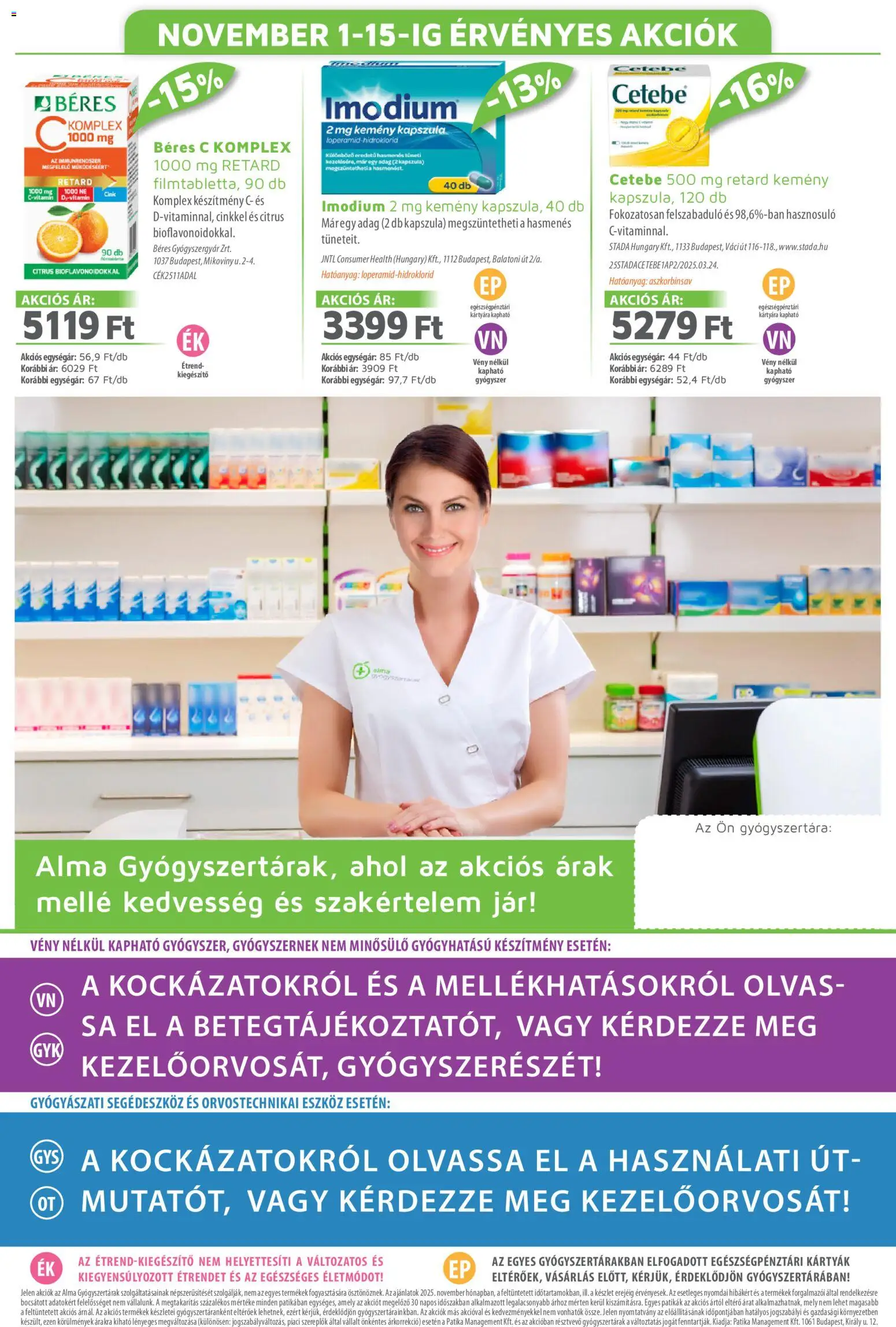 Alma Gyógyszertárak akciós ujság - amely érvényes a következő dátumtól: 01.12.2025 | Oldal: 20