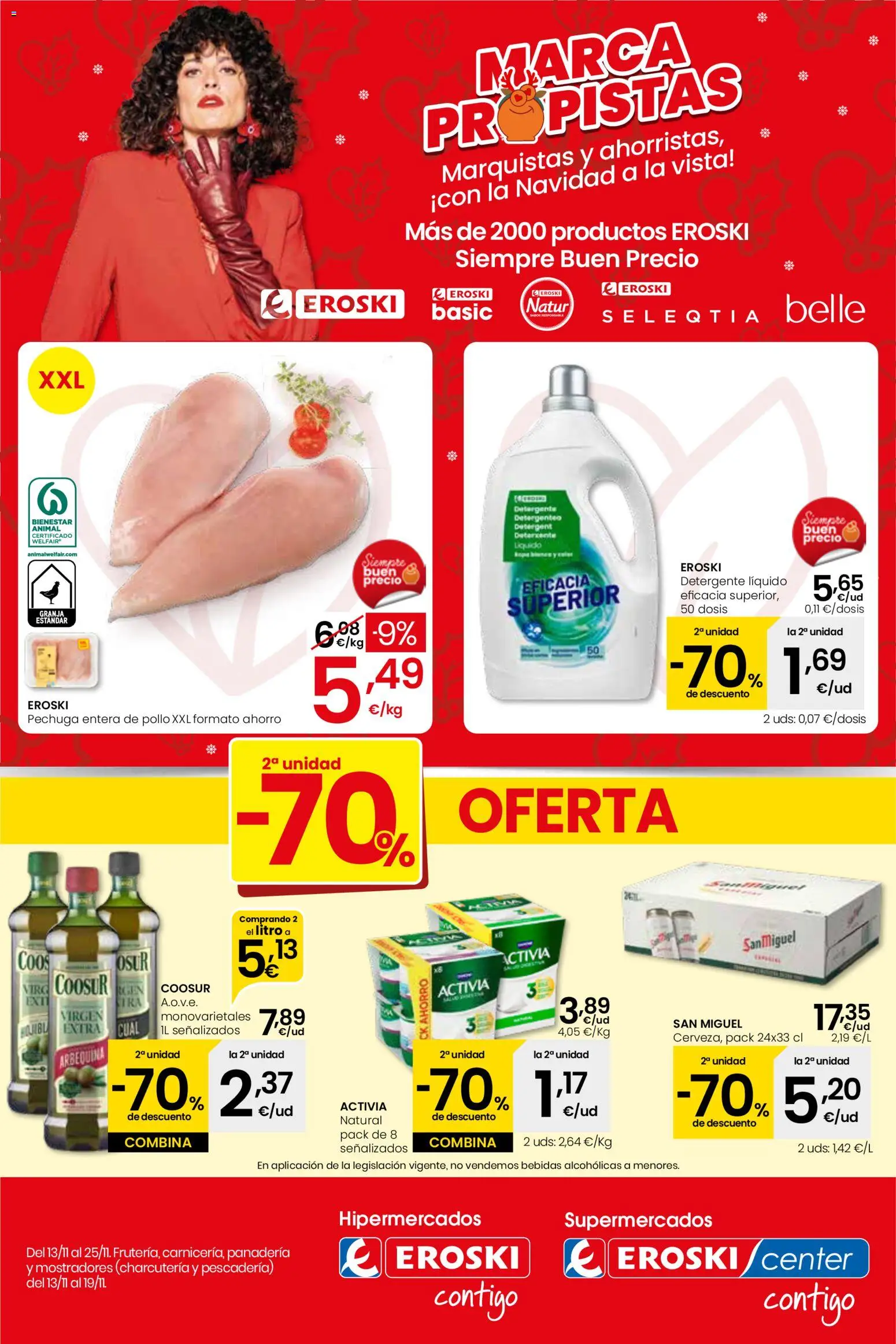 Eroski folleto │ válido desde el 13.11.2025 | Página: 1 | Productos: Detergente, Detergente líquido, Panadería