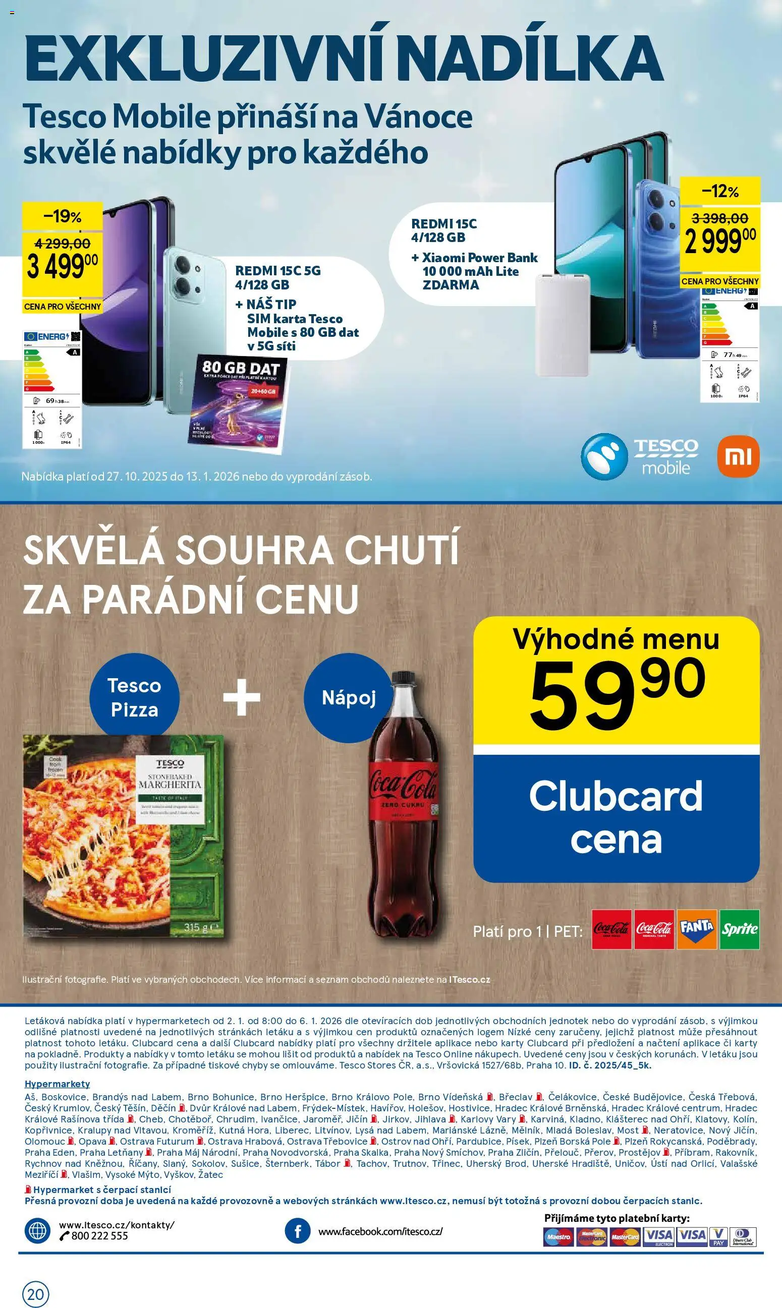 Tesco leták - Hypermarket od 02.01.2026 | Strana: 20 | Produkty: Mošt, Smartphone, Coca cola, Karty