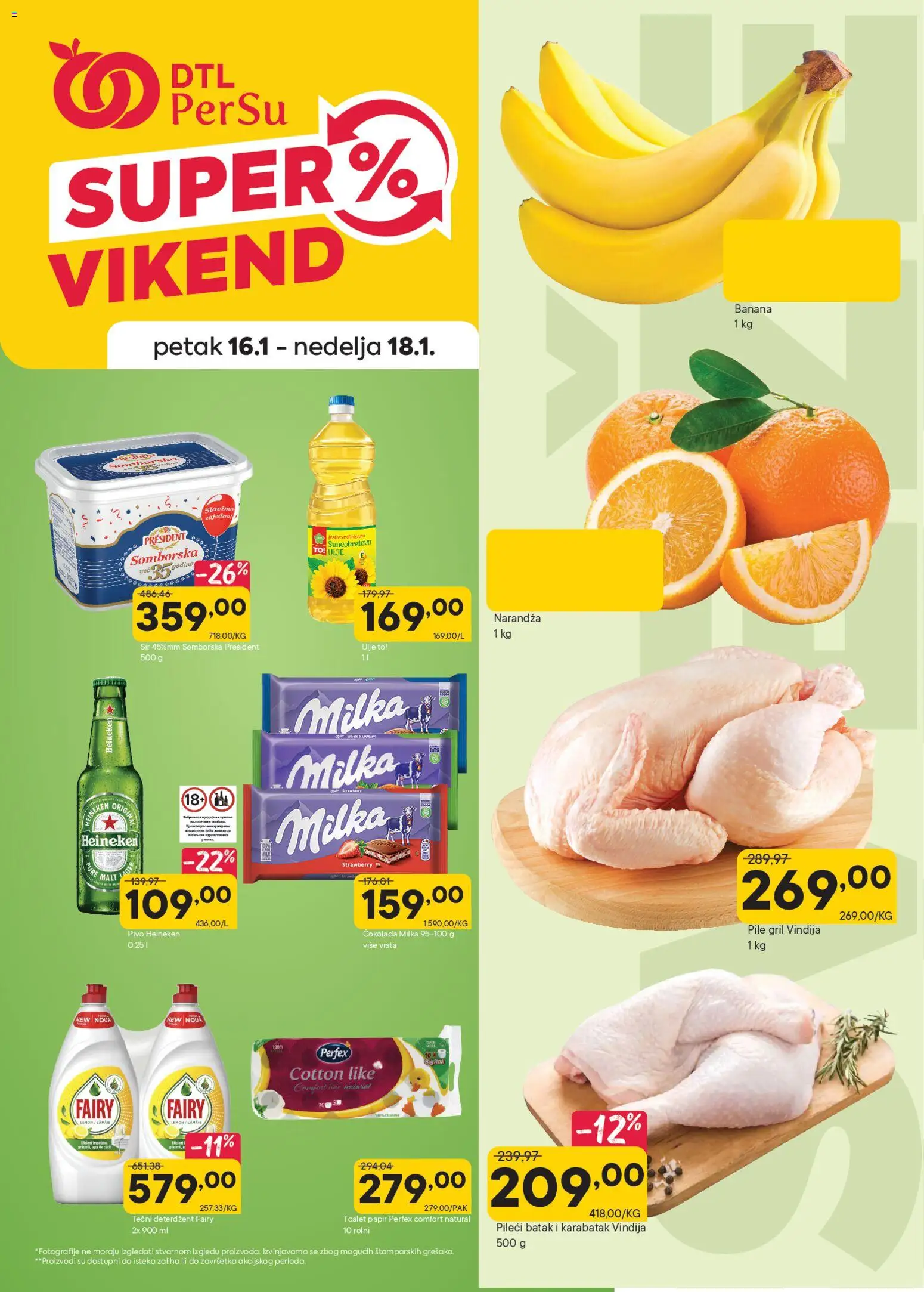PerSu katalog - važi od 16.01.2026 | Strana: 1 | Proizvode: Banana, Heineken, Milka, Pileći batak