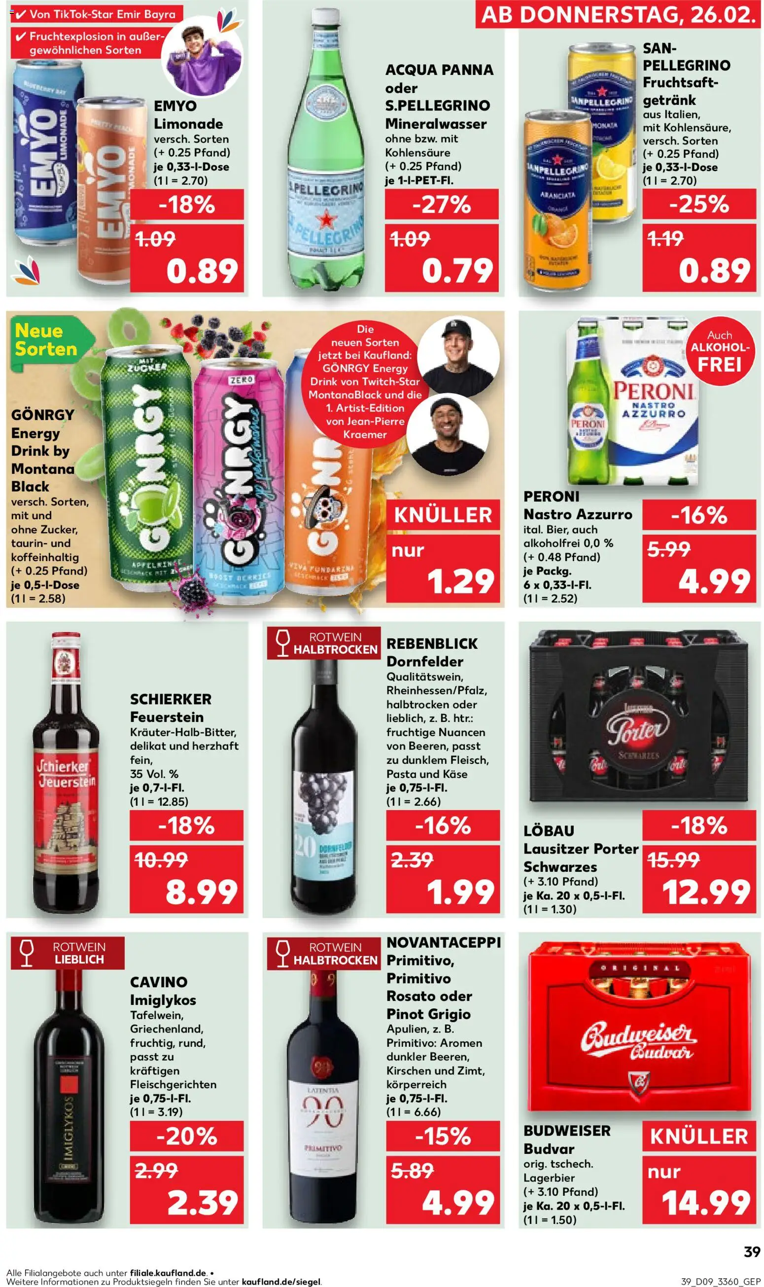 Kaufland prospekt Frankfurt (Oder)	 – gültig ab 26.02.2026 | Seite: 39 | Produkte: Rotwein, Kirschen, Pasta, Fruchtsaft