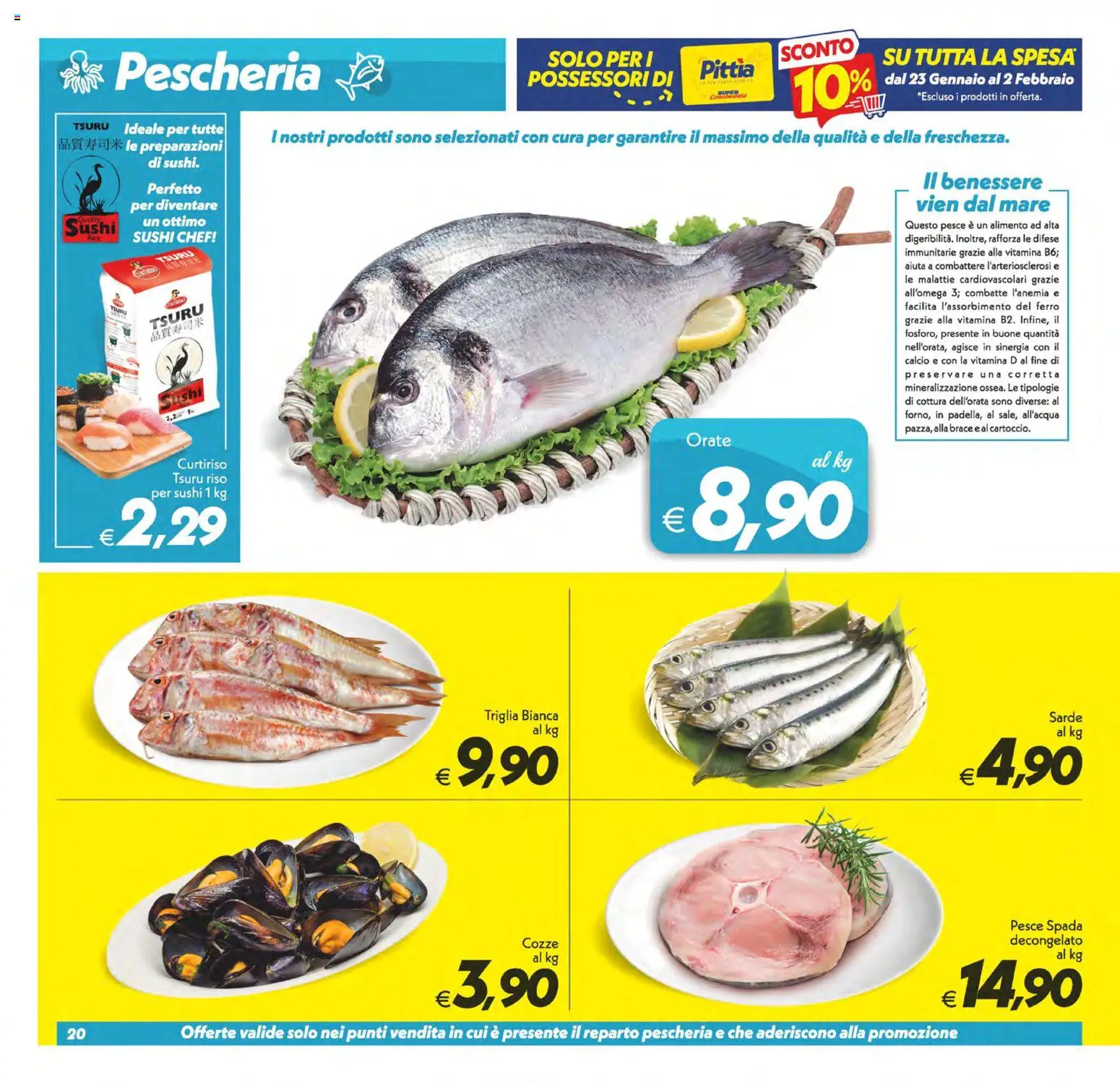 Volantino SuperConveniente del 23.01.2026 | Pagina: 20 | Prodotti: Riso, Cozze, Pesce spada, Sushi