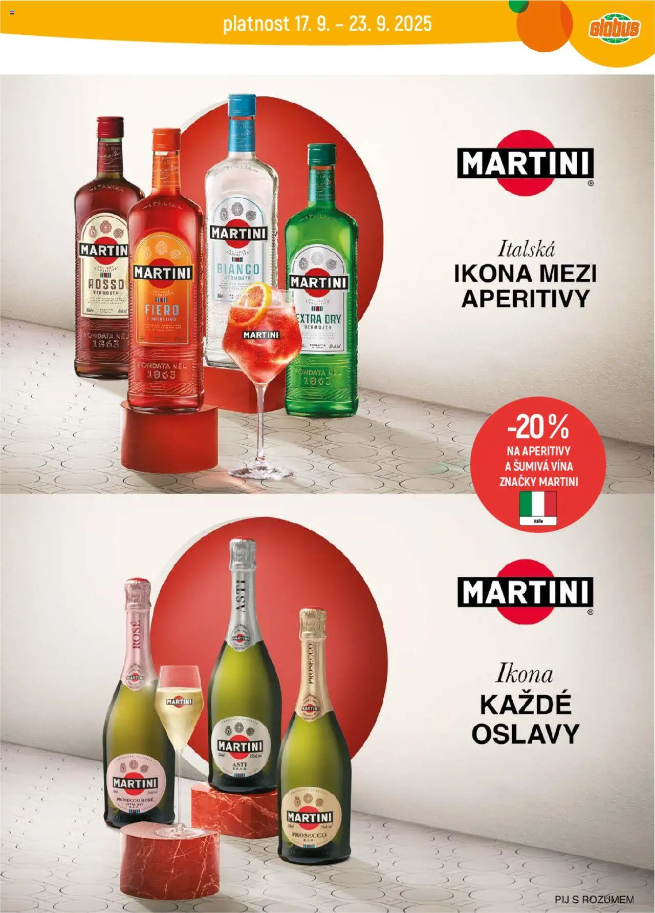 Globus leták od 17.09.2025 | Strana: 23 | Produkty: Globus, Martini, Vermouth, Martini asti