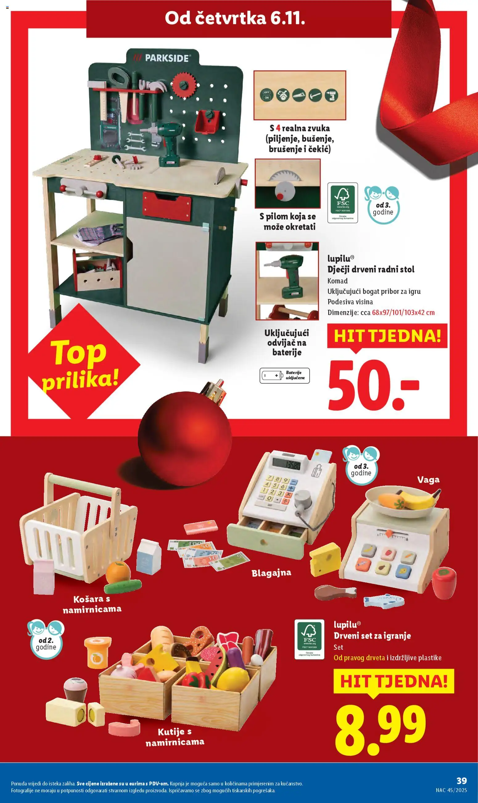 Lidl katalog | vrijedi od 03.11.2025 | Stranica: 39 | Proizvodi: Radni stol, Košara, Baterije, Odvijač