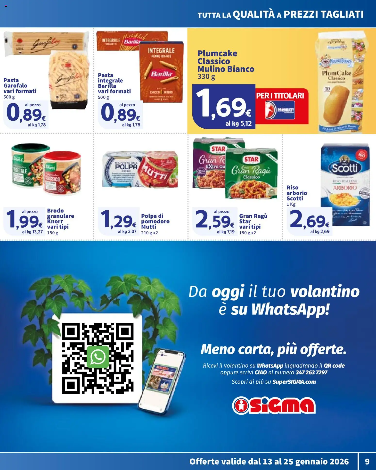 Volantino SIGMA del 13.01.2026 | Pagina: 9 | Prodotti: Riso, Pomodoro, Mutti, Plumcake