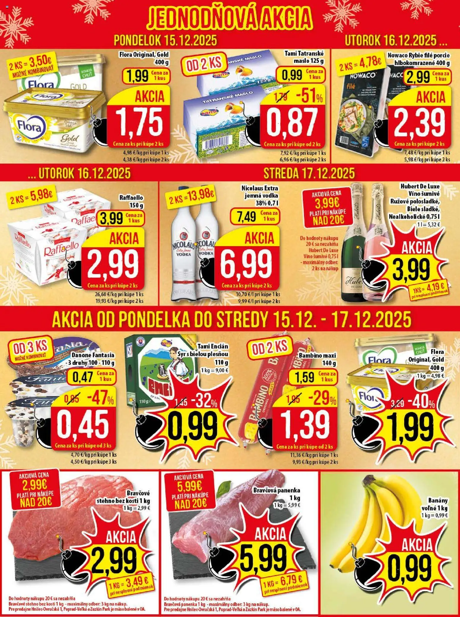 Nové Klas akcie – leták je platný od 15.12.2025 | Strana: 2 | Produkty: Bravčová panenka, Encián, Tatranské maslo, Hubert de Luxe
