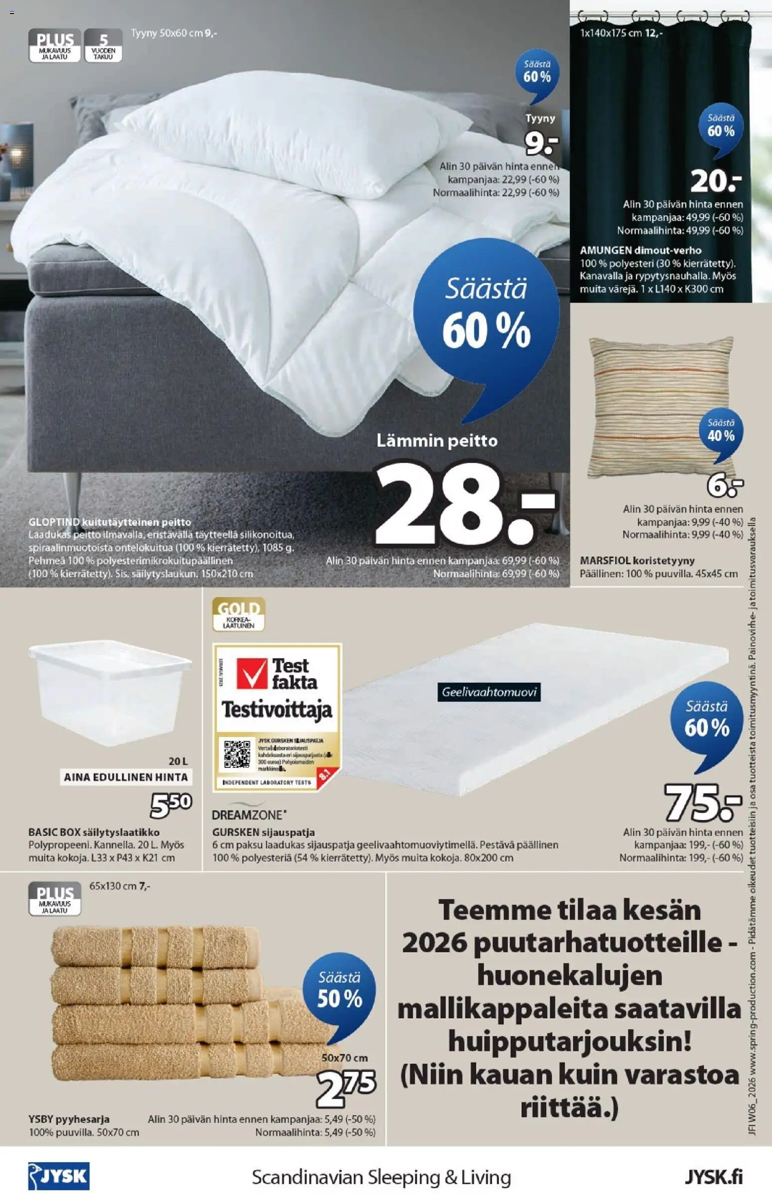 JYSK tarjoukset – voimassa 05.02.2026 alkaen | Sivu: 16 | Tuotteet: Tyyny, Peitto, Koristetyyny