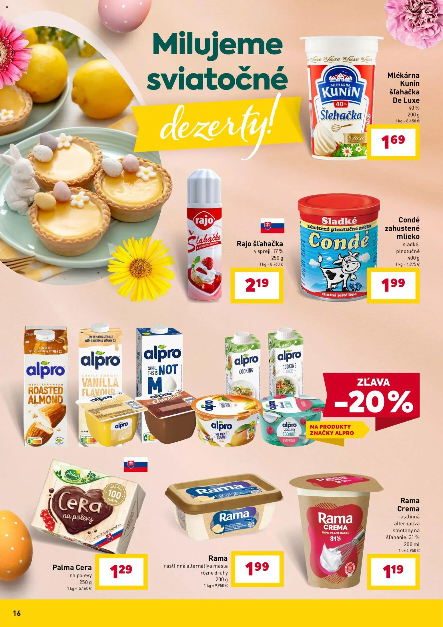 Nové Billa akcie – leták je platný od 11.03.2026 | Strana: 16 | Produkty: Mlieko, Rama, Alpro, Šľahačka