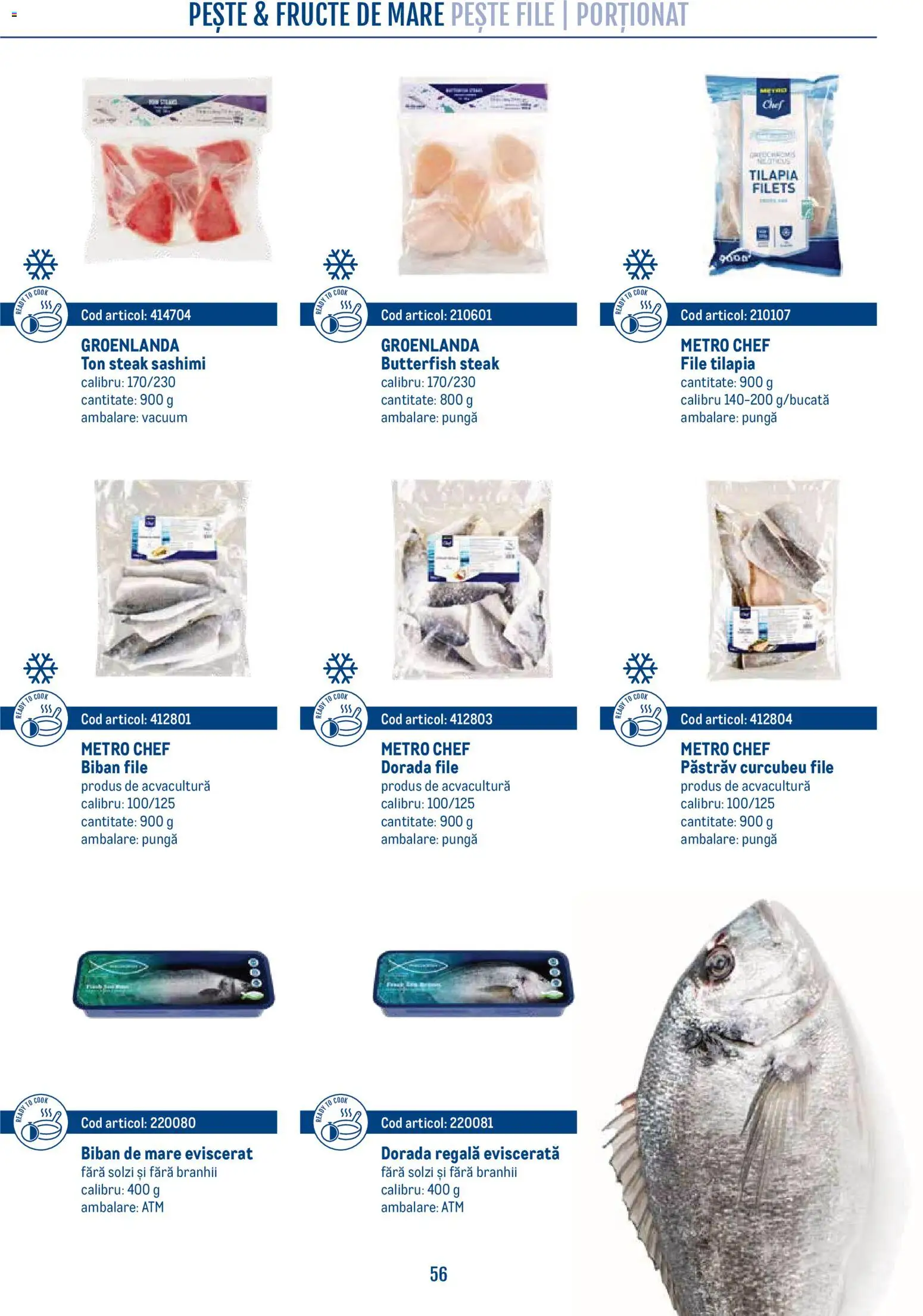 Noul catalog Metro – valabil de la 21.04.2026 | Pagină: 56 | Produse: Pungă, Pește, Fructe, Fructe De Mare