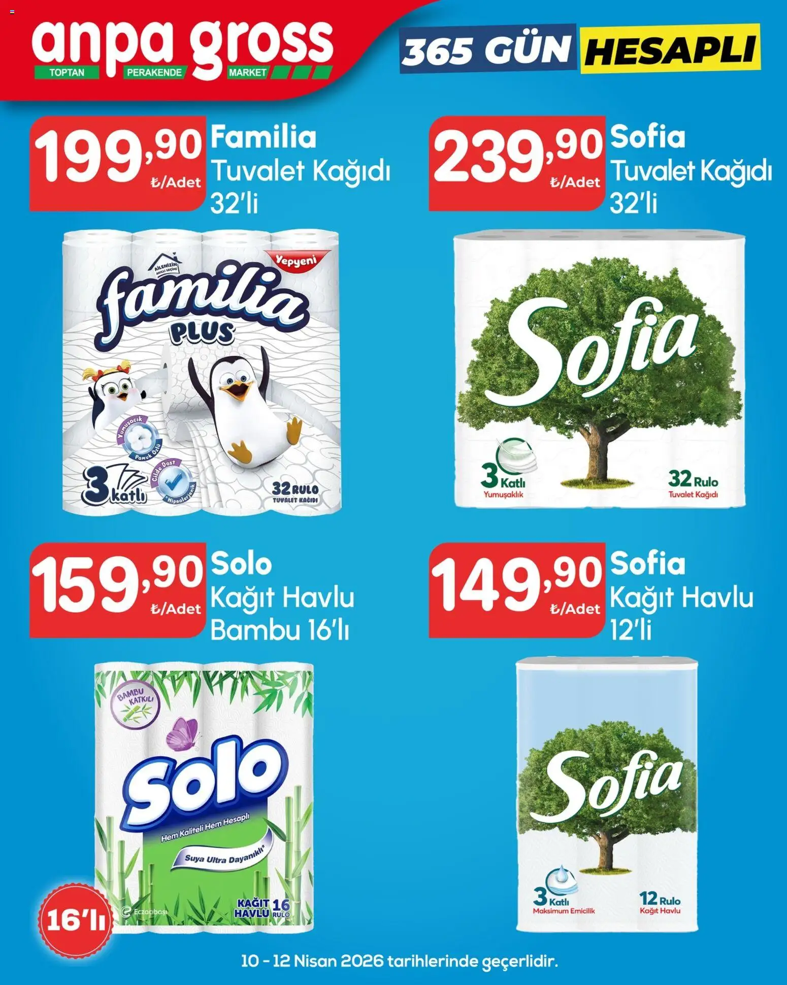 Anpa Gross Katalog - 10.04.2026 tarihinden itibaren geçerlidir | Sayfa: 14 | Ürünler: Tuvalet, Kağıt havlu, Tuvalet kağıdı