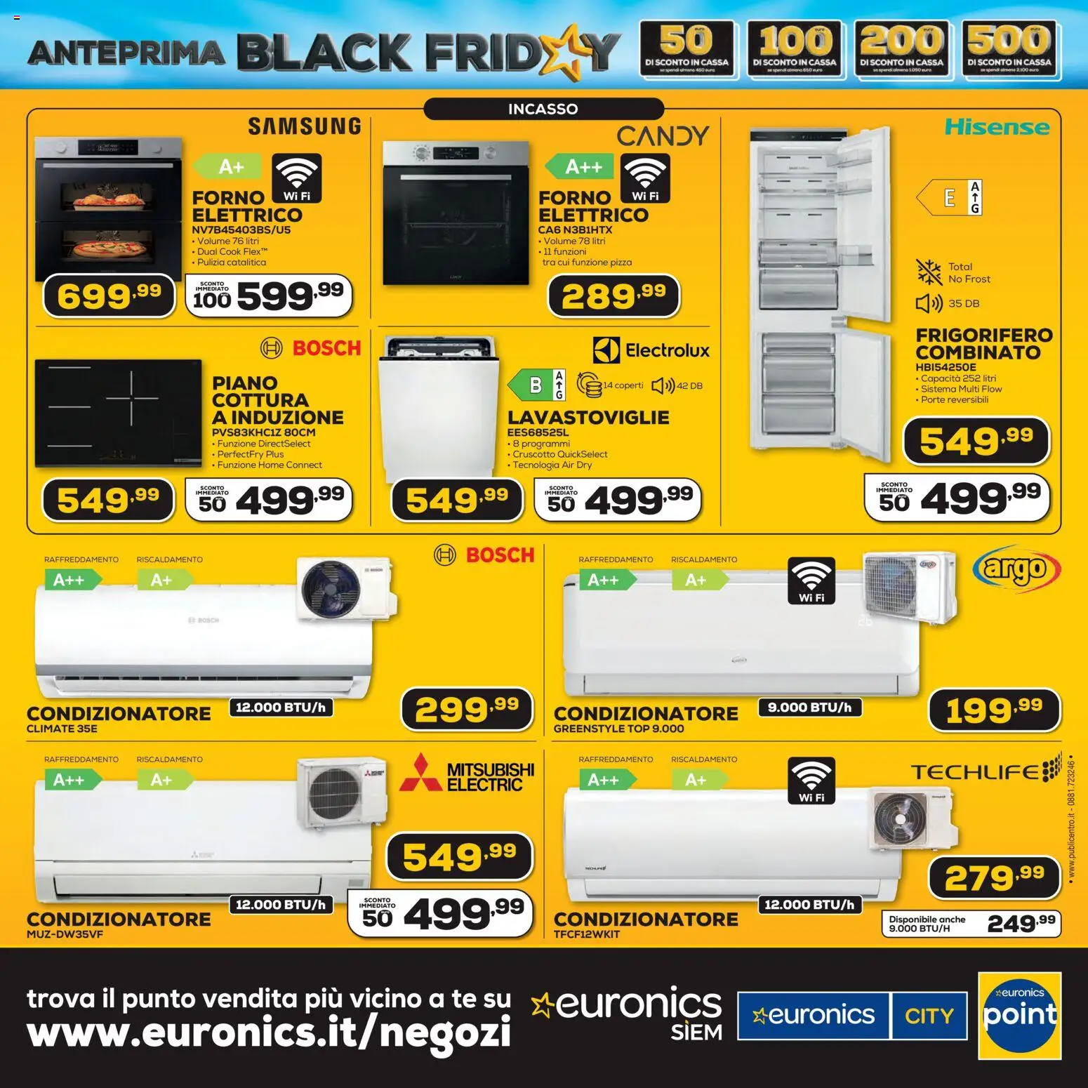 Volantino Euronics del 31.10.2025 | Pagina: 12 | Prodotti: Pizza, Tè, Piano cottura, Frigorifero